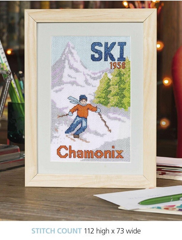 WINTER SKI POSTER   CROSS STITCH  PATTERN ONLY    EQ - RPW