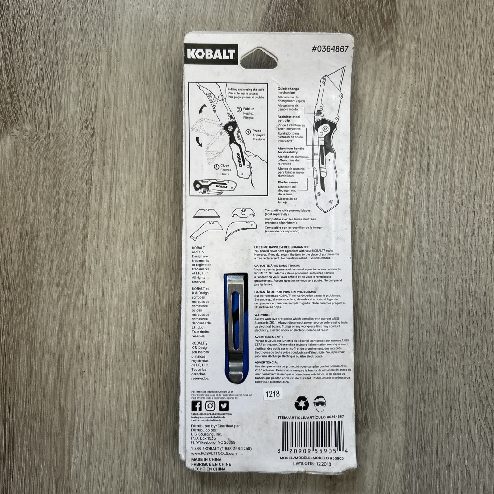 Kobalt Utility Knife 18mm 11-Blade Folding Lockback 55905 With Storage Case NEW