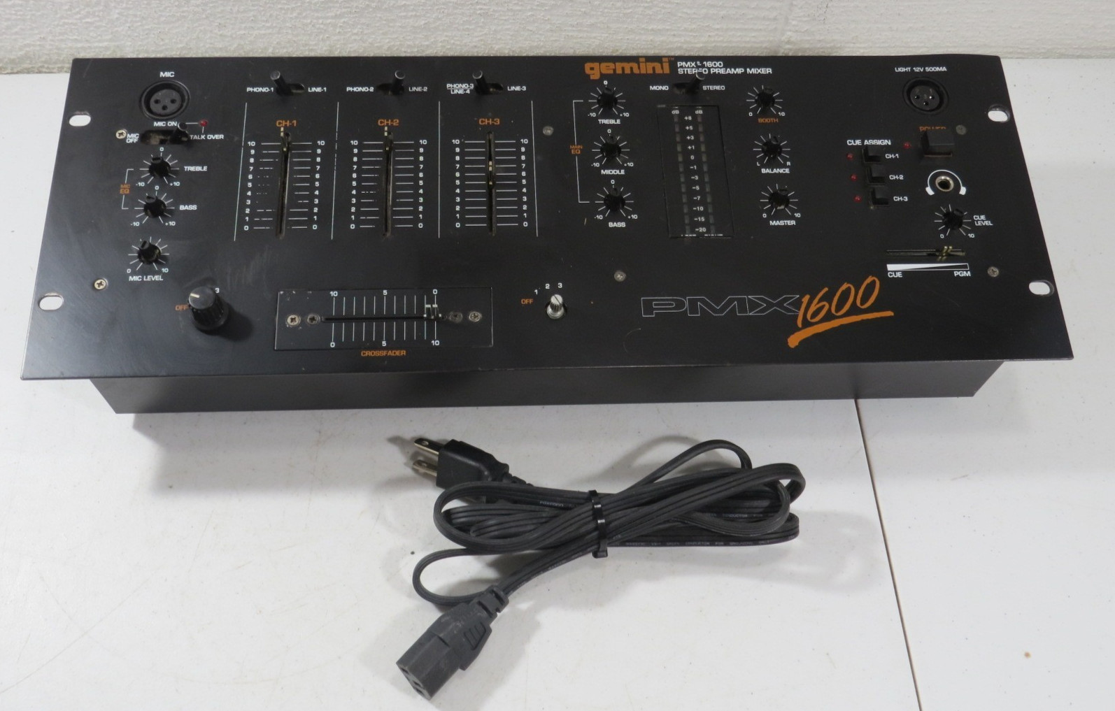Gemini PMX 1600 Stereo Preamp Microphone Mixer with Power Cord Tested Works
