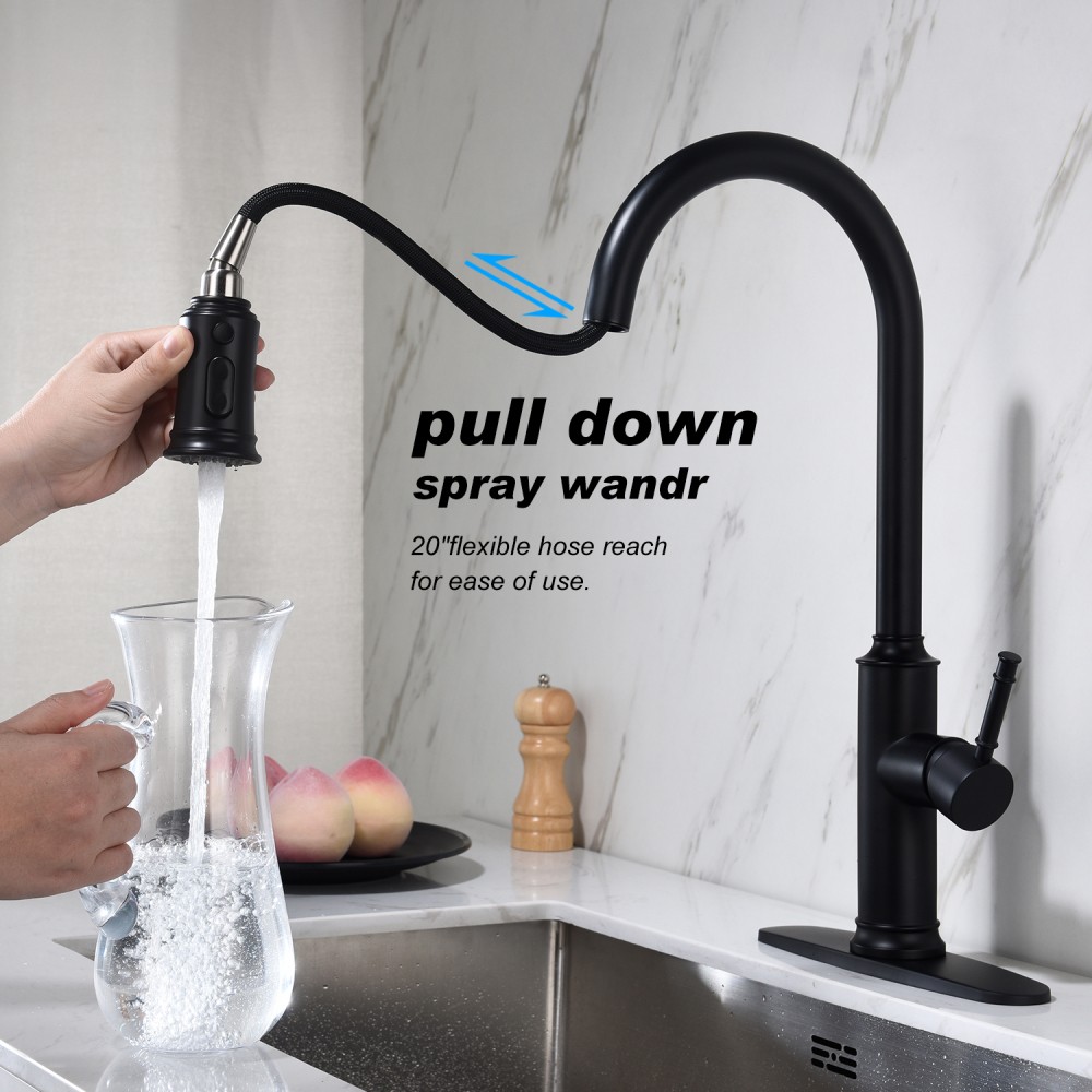 Kitchen Faucet with Pull Out Sprayer Single Handle High Arc Stainless Steel