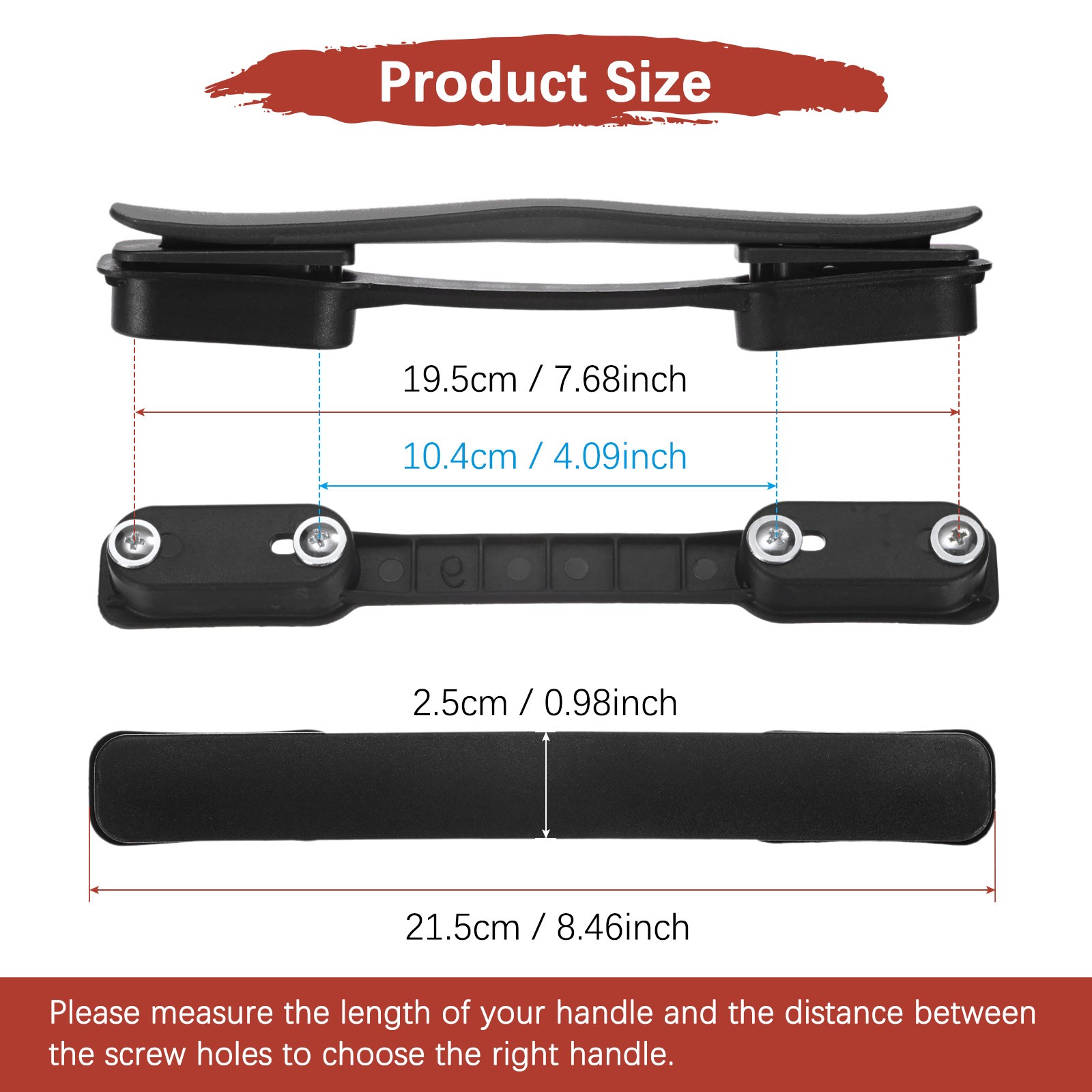 1PCS Luggage Replacement Handle for Suitcase - [Black-8.5IN]