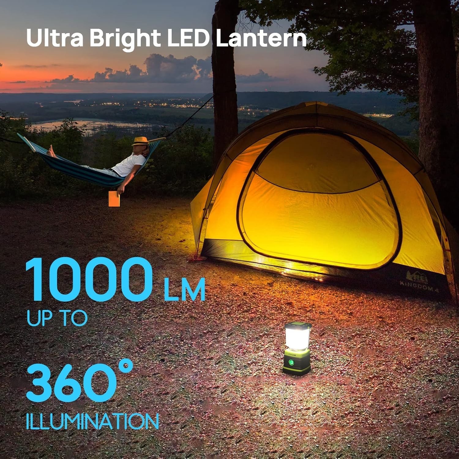 Emergency Ready 2-Pack LED Lanterns: 1000LM Brightness, 12 Hours Use, Waterproof