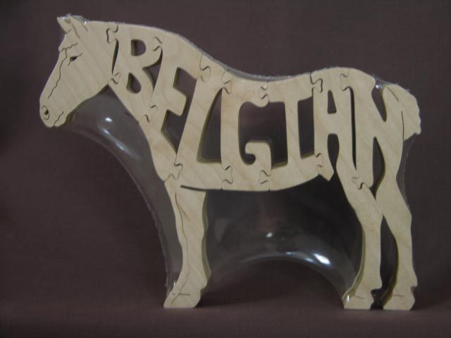 Belgian Draft  Horse Wooden Tack Room Puzzle Toy New Figurine Art