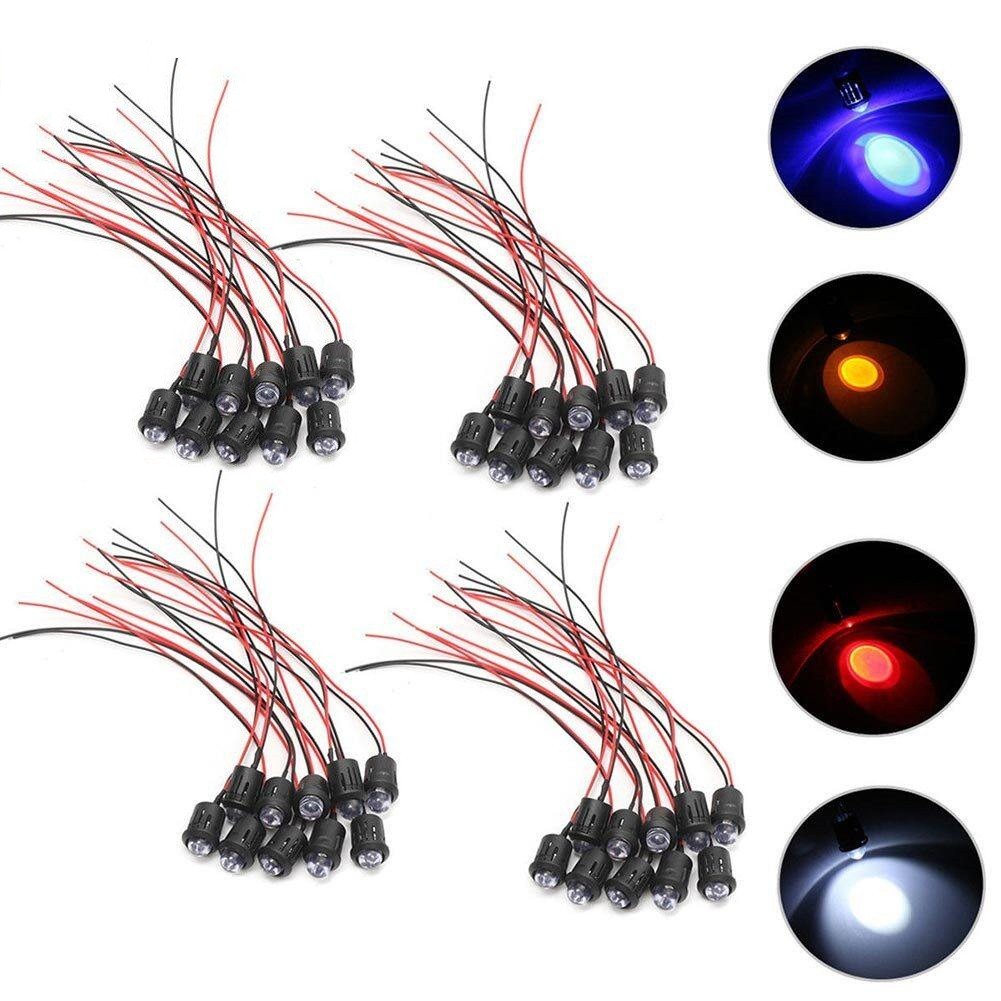 12V Clear LED Bulb 10 Pack Pre Wired Cable for Ultra Bright Water Clear Lens