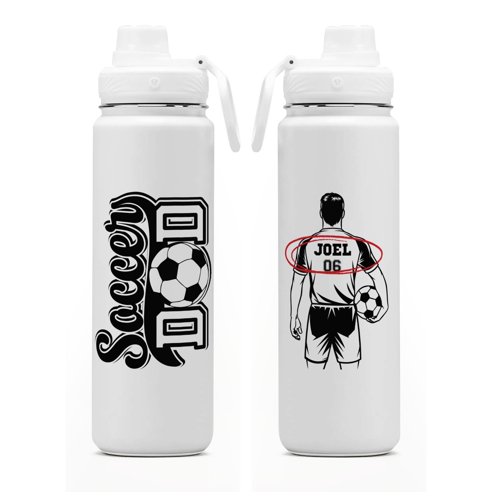Personalized Soccer Dad Water Bottle Custom Name Number Sports Gift For Dad