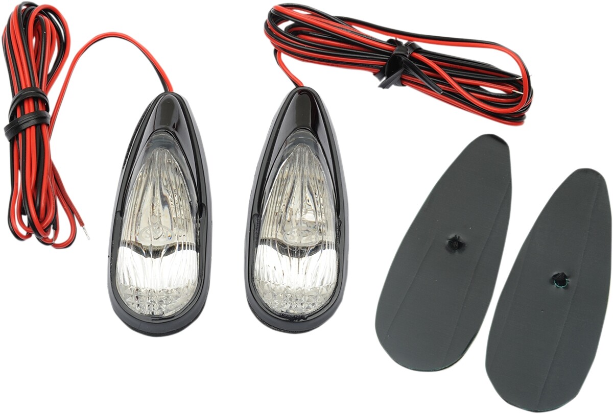K & S LED Flush-Mount Mini Marker Lights Adhesive - Black/Blue LED 25-9530