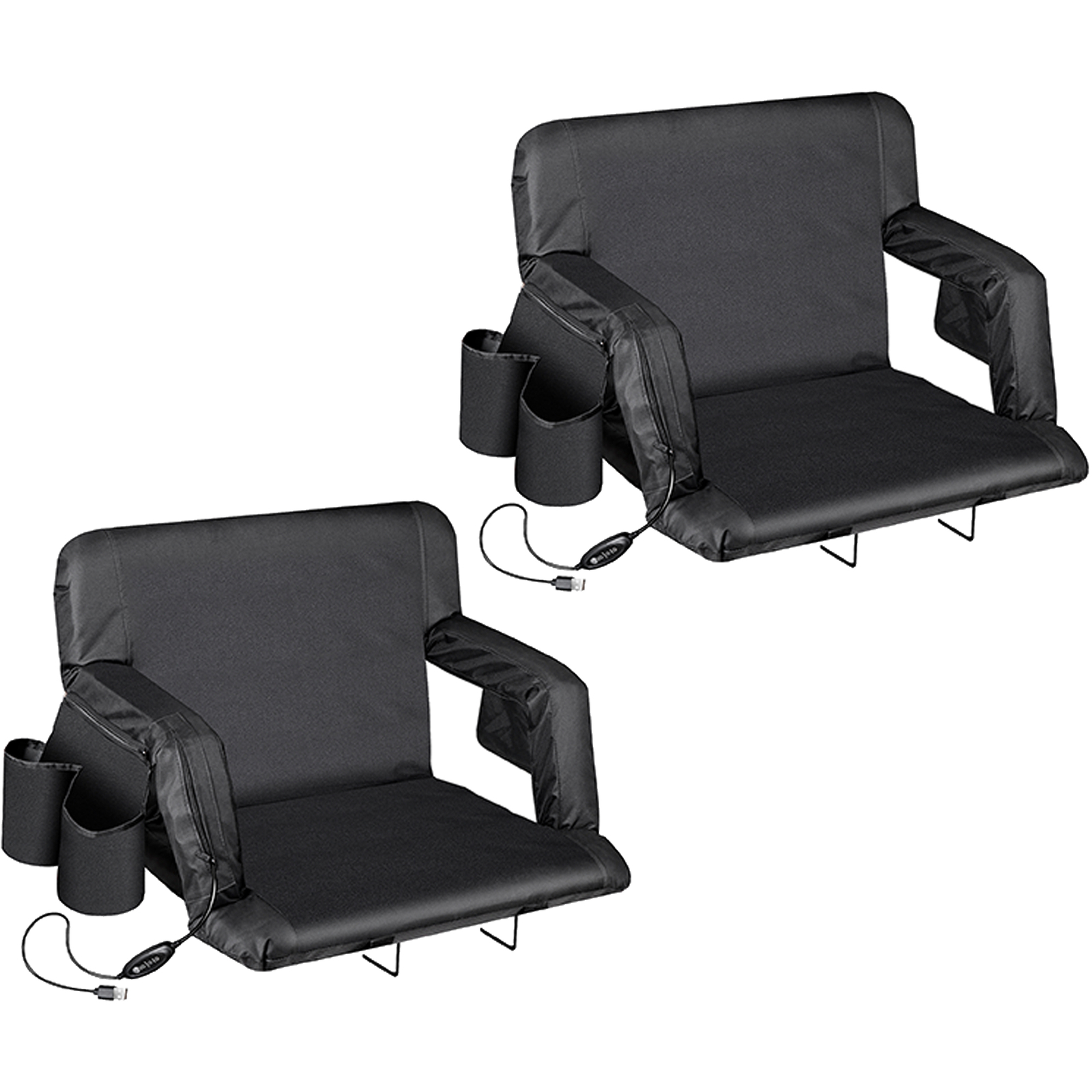 2PCS Wide Heated Stadium Seats for Bleacher w/Back Support Folding Stadium Chair