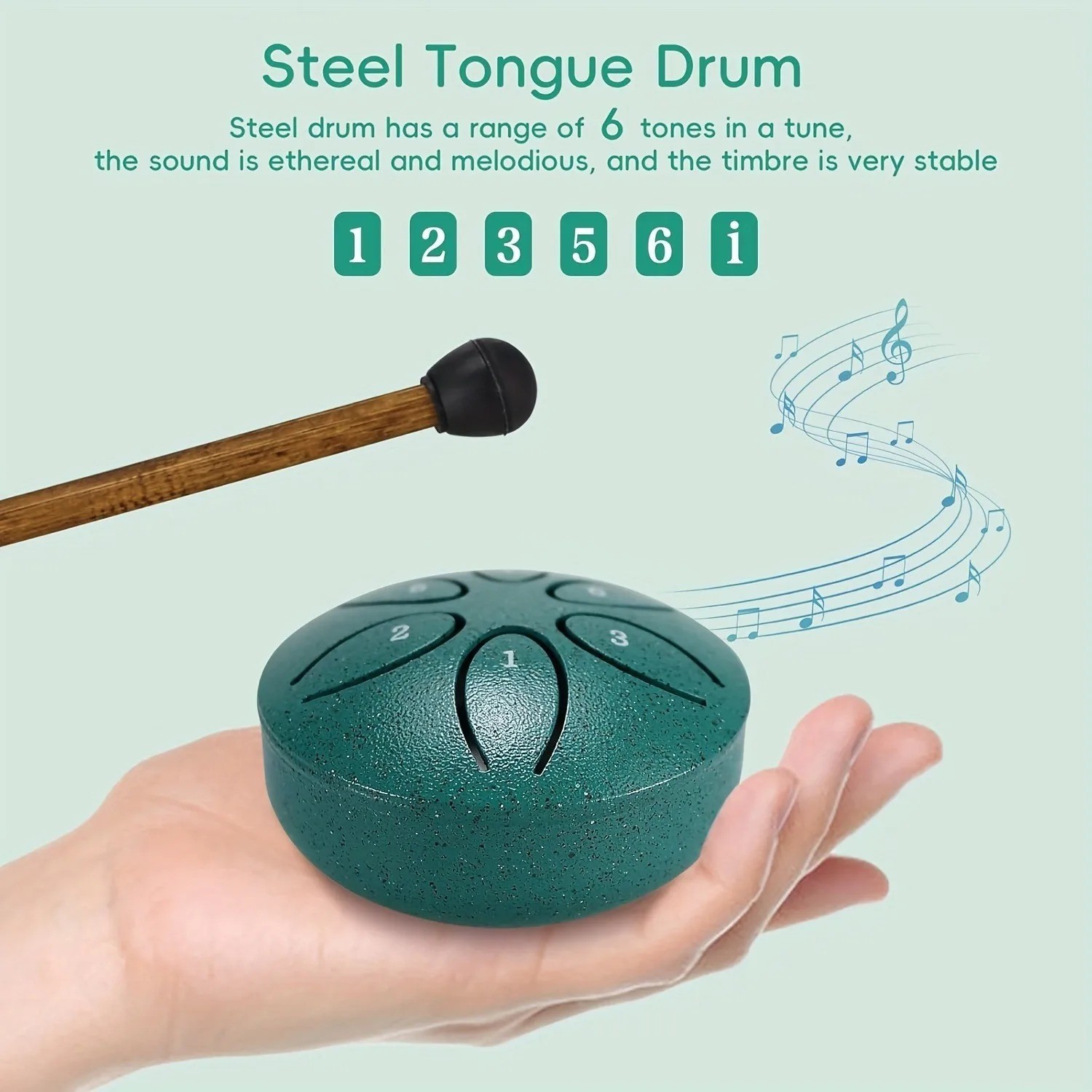 3" Steel Tongue Drum 6-Tone - Portable Percussion Instrument for Yoga & Zen