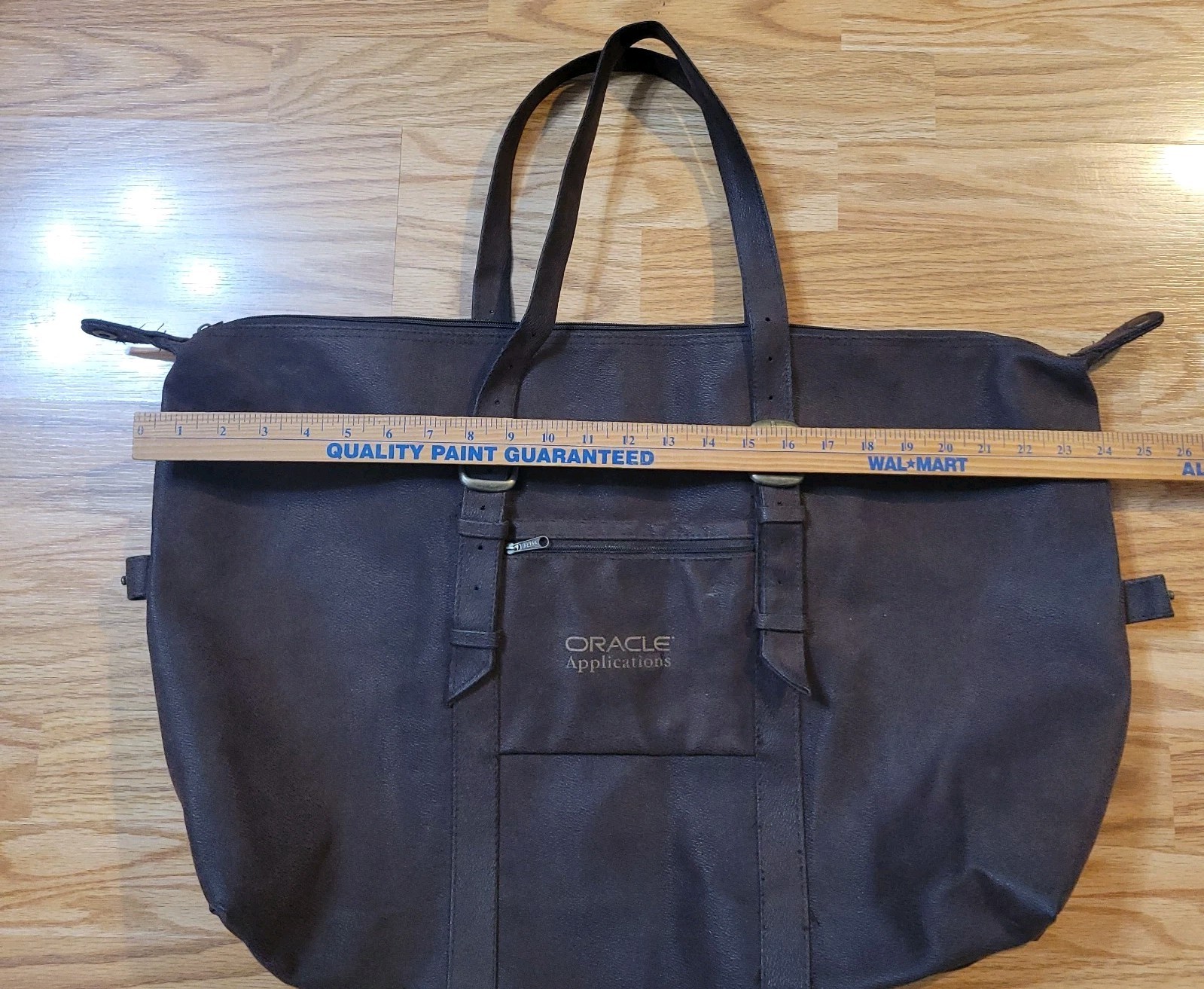 Oracle Applications Large Brown Leather Shoulder Bag Adjustable RBag