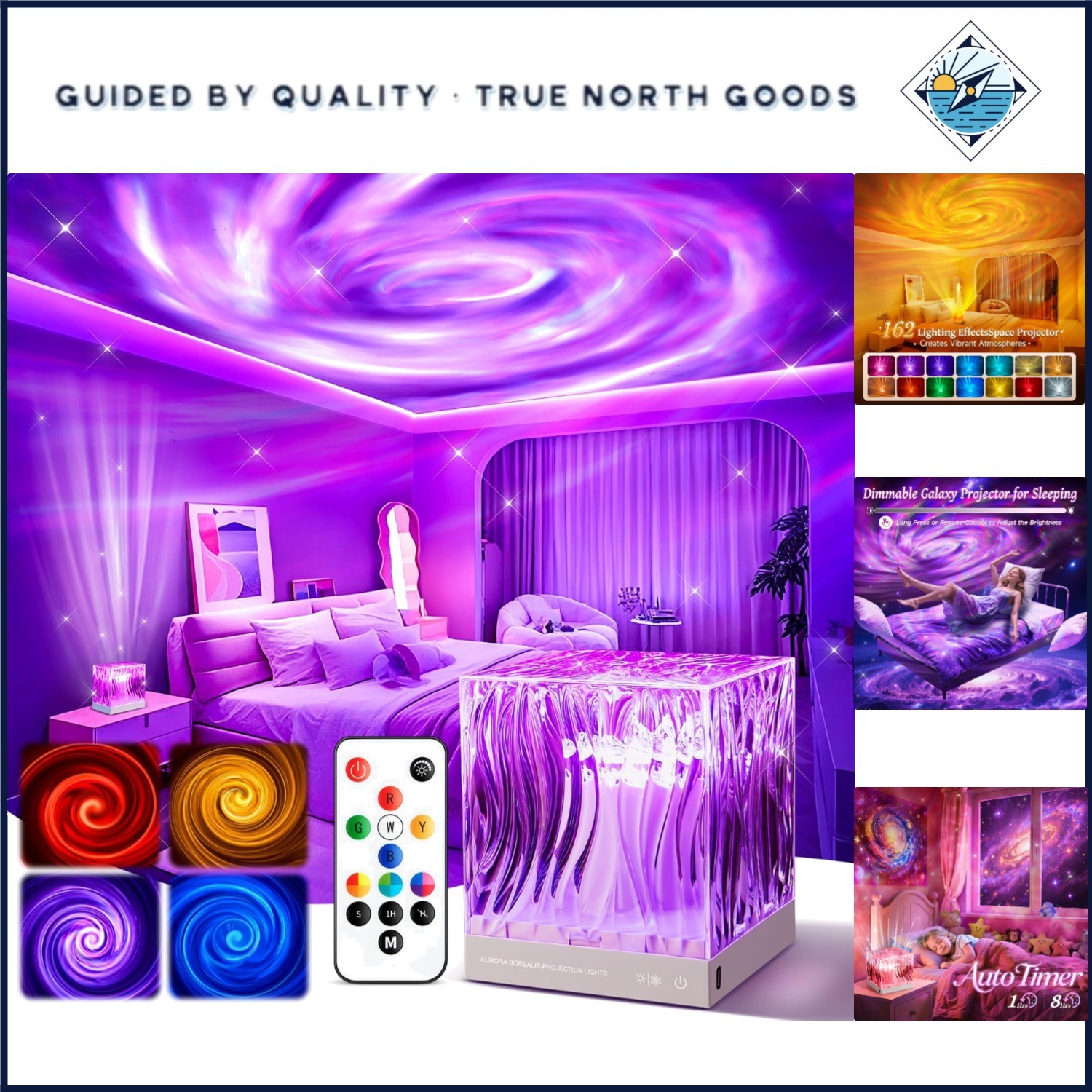 Hologram Cube Galaxy Projector for Kids with Auto Timer and Brightness Control