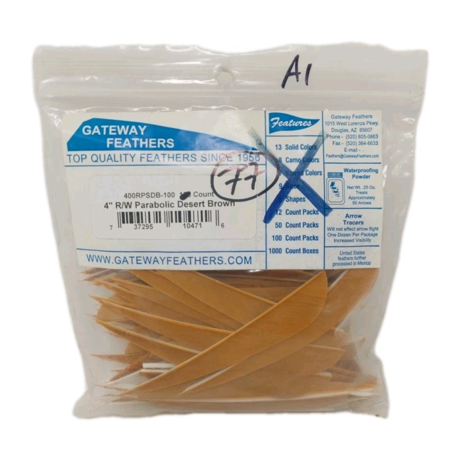 77 Count Gateway Feathers 4" Right Wing: Parabolic Desert Brown
