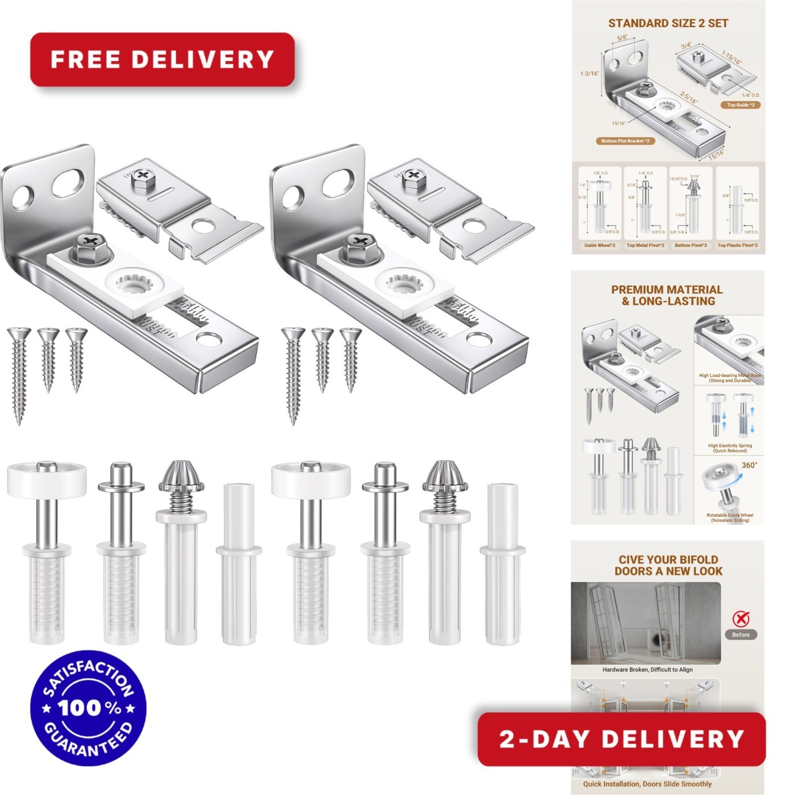 Bifold Door Hardware Repair Kit - 2 Pack Replacement Parts