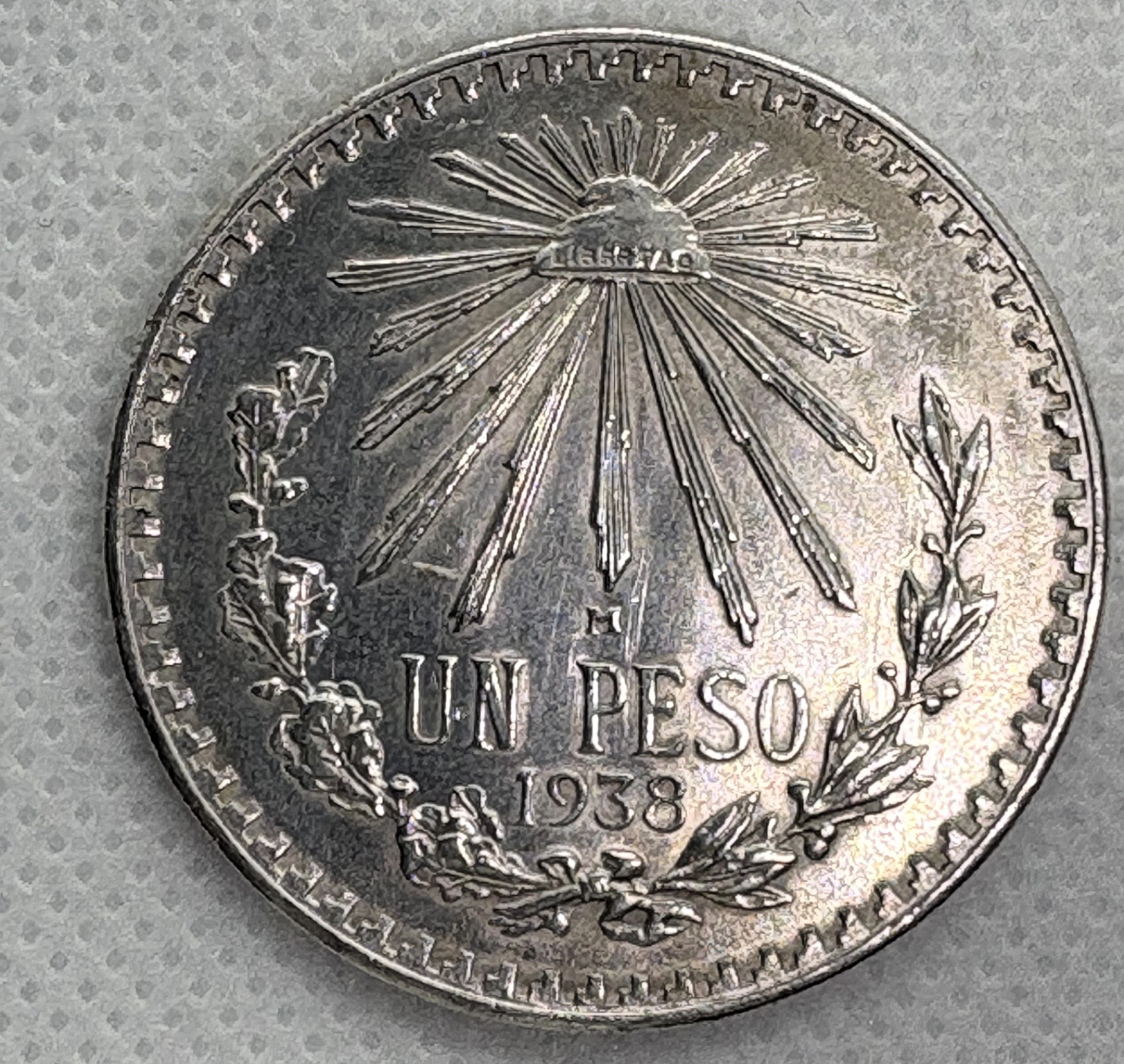 Mexico  Silver One Peso 1938  KM#455   - Nice Coin