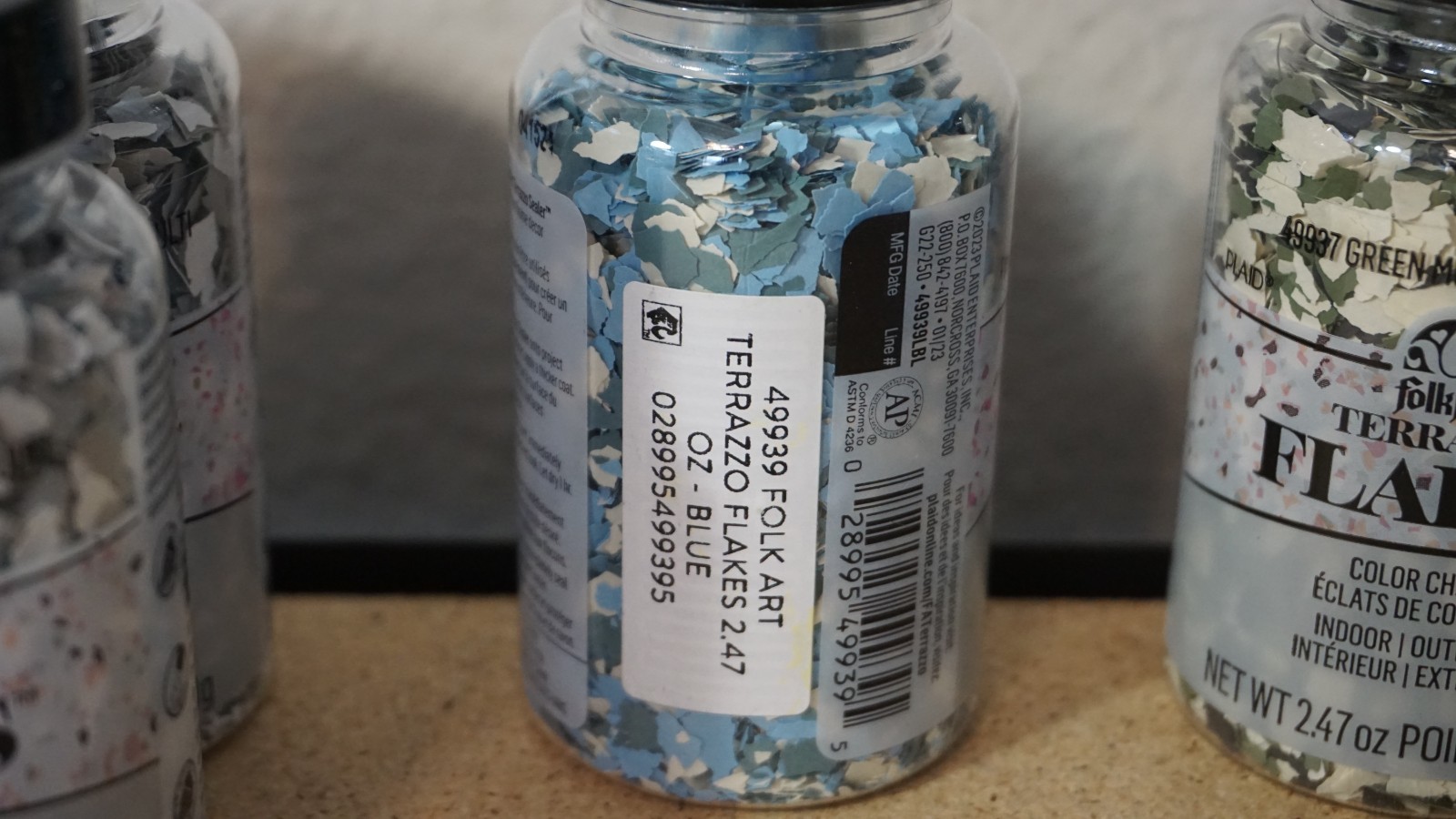 10 Lot Folkart Terrazzo Flakes Color Chips 2.47oz Teal Blue Green