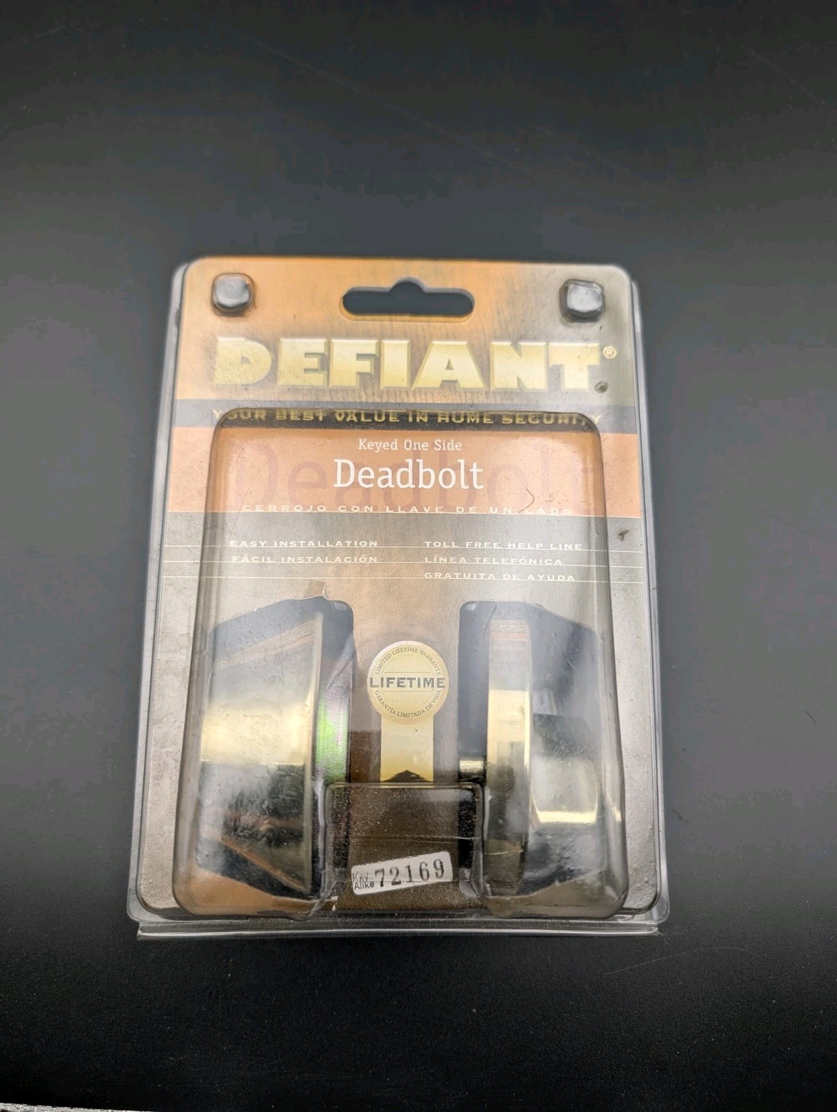 Defiant Deadbolt Keyed One Side 154-725 Shiny Brass New
