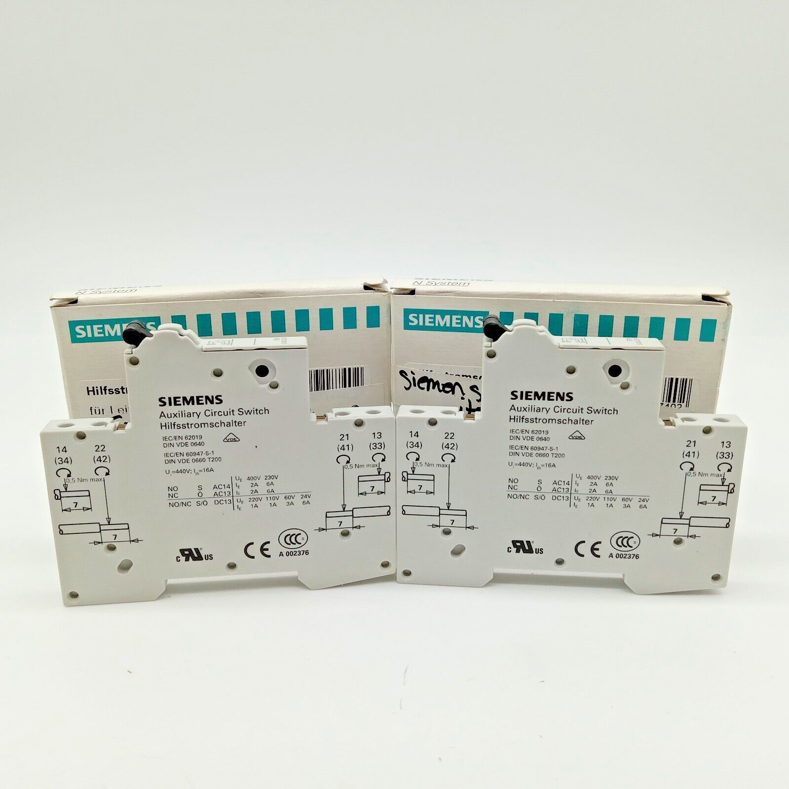 Siemens 5ST3010 Auxiliary Contact Switch Lot of 2