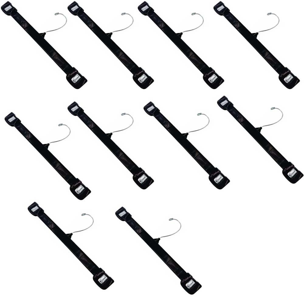 10 PCS 12" Plastic Pants Hangers Black with Slide Lock Clips for Skirts & Slacks