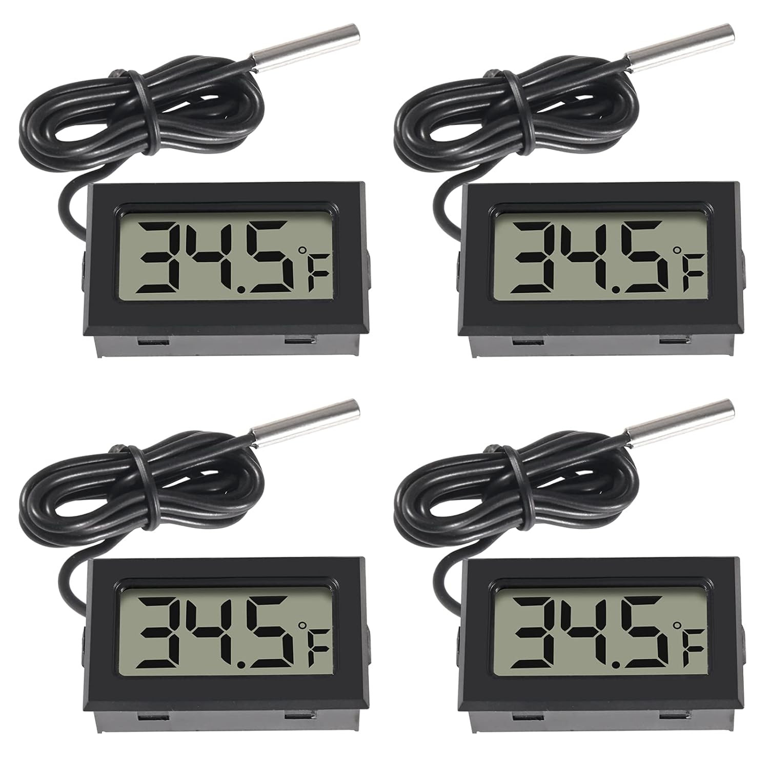 4Pcs Digital LCD Thermometer, Fahrenheit Temperature Digital LCD Fridge Thermome