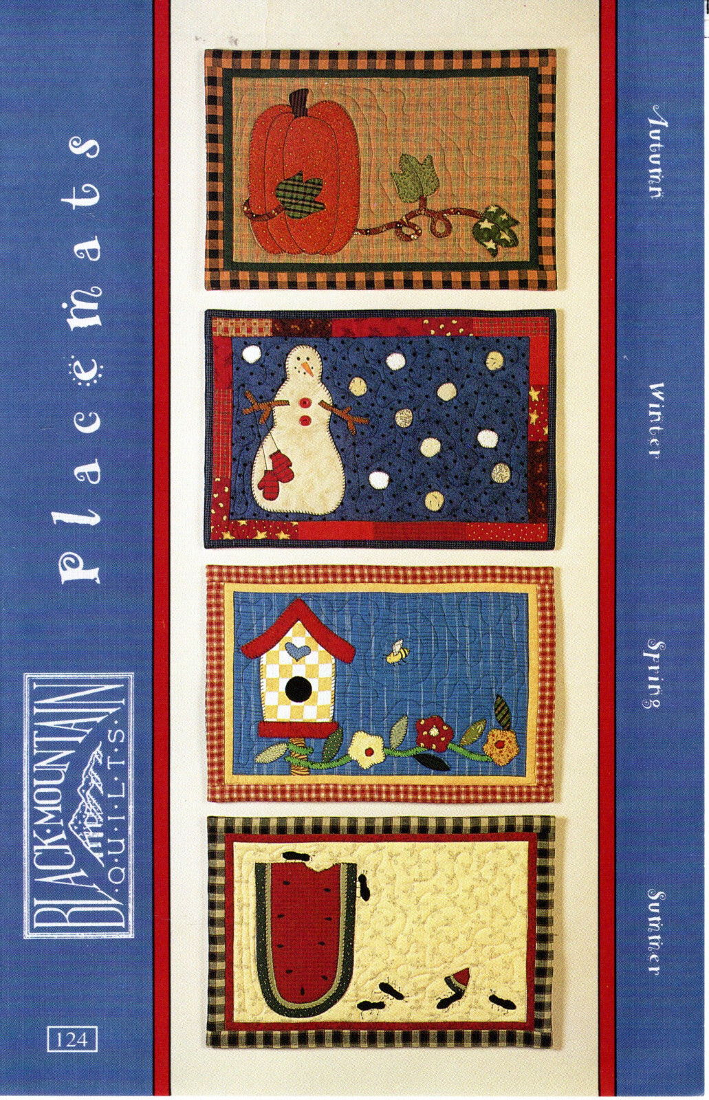 "Placemats" ©1995 Black Mountain Quilts Sewing Quilting Pattern # 124 Seasonal