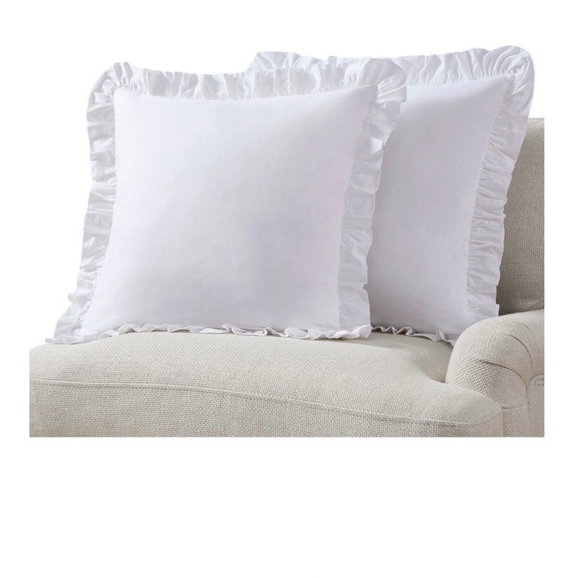 Draper James 2 Pack Decorative Pillows 20x20 White Ruffle Trim New