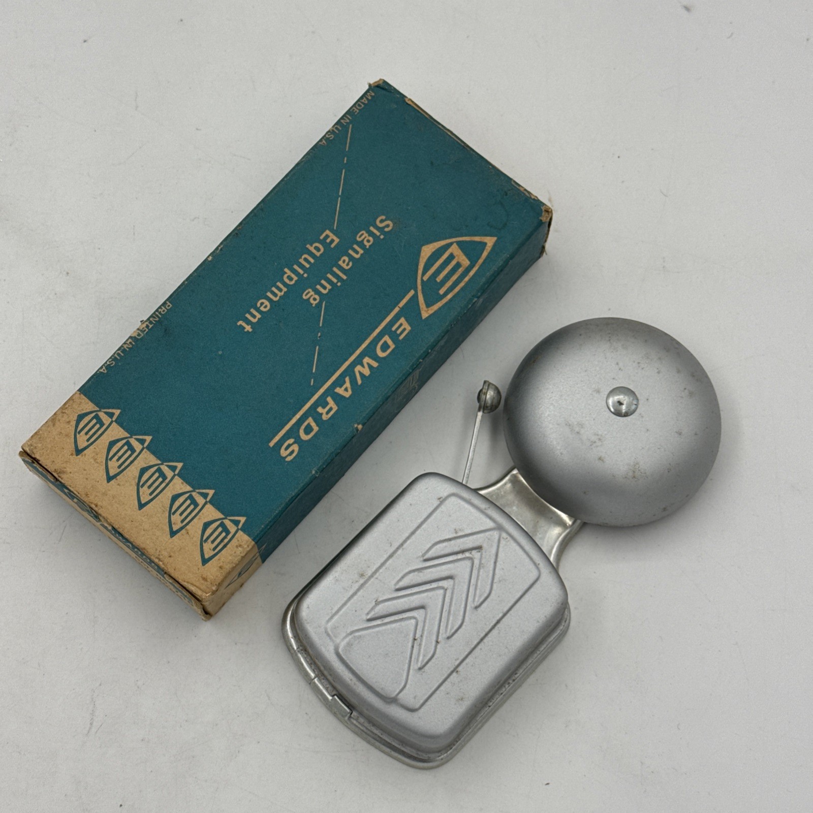 Vintage Edwards Nubel Exposed Gong 2 1/2" Bell, #740, School Fire Alarm w Box