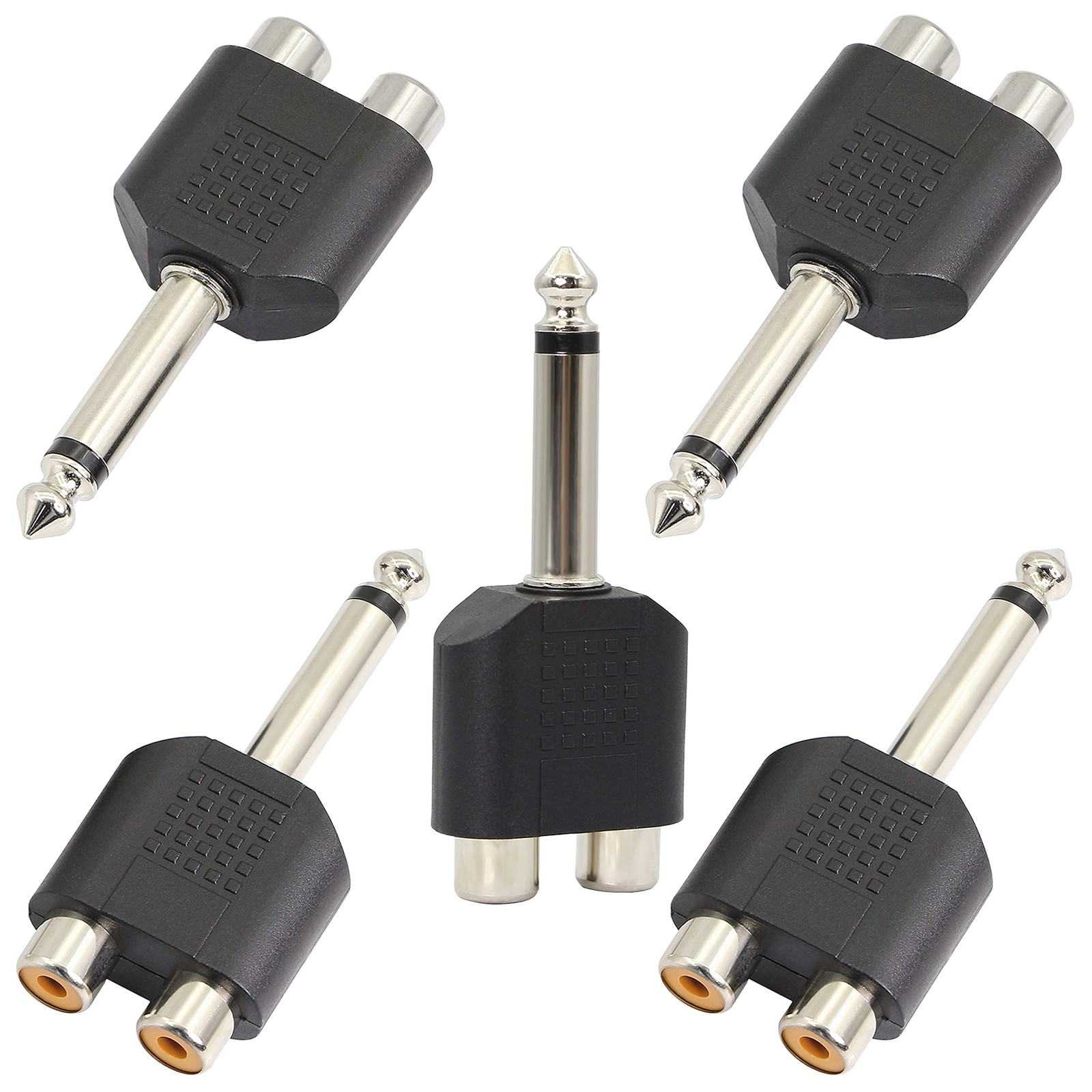GELRHONR 6.35mm Mono 1/4 Inch Male to RCA Splitter, Stereo Jack black