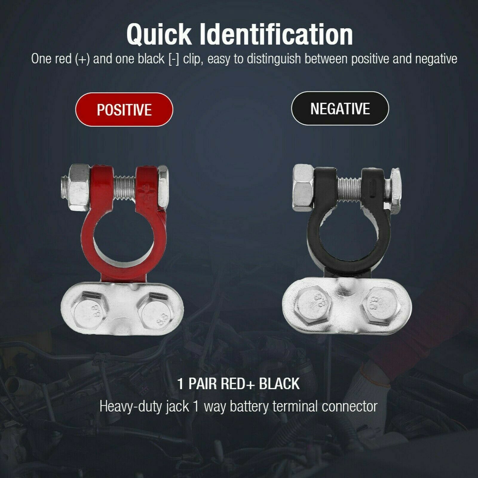 Car Battery Terminal Clamp Connectors Positive Negative Release Disconnect 2PCS