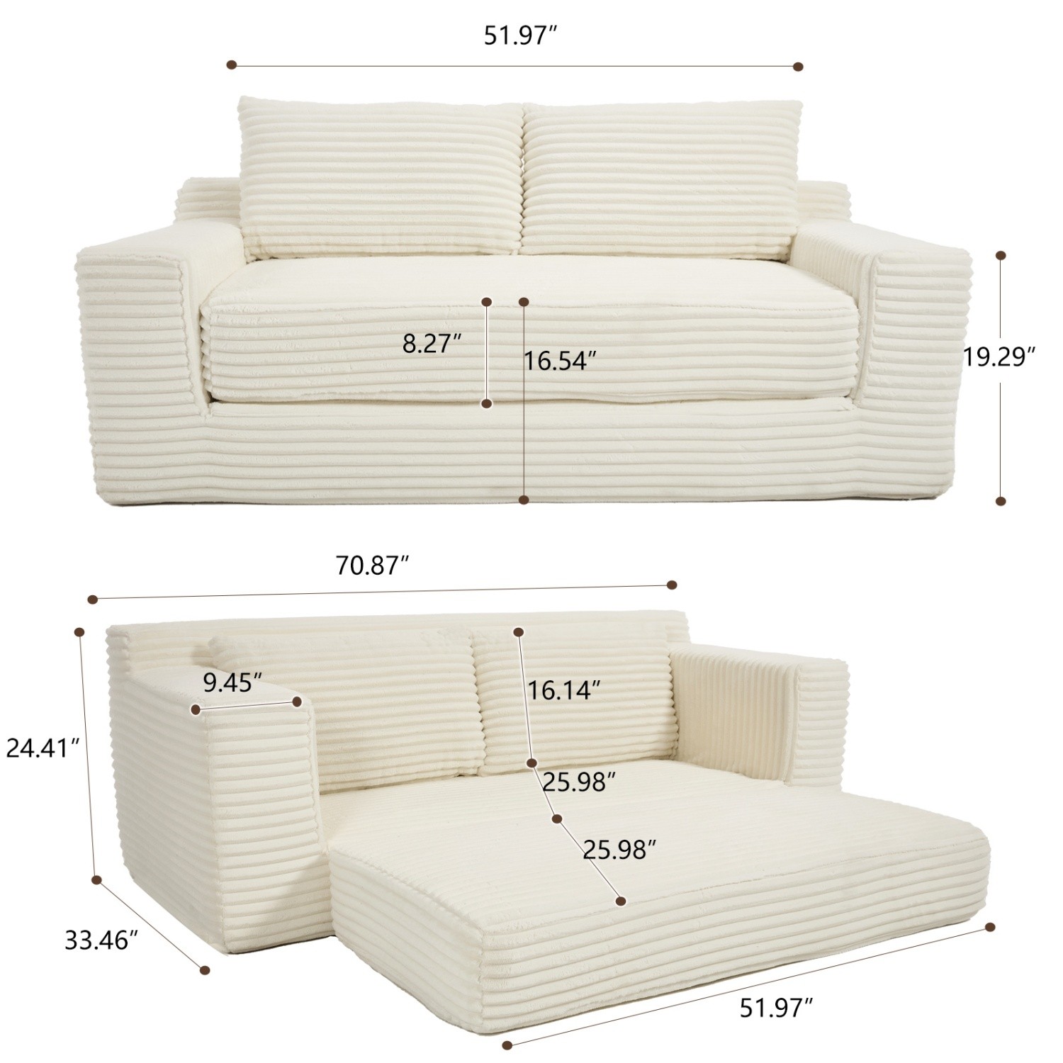 Convertible Sofa Bed Loveseat Sofa Couch 2-in-1 Multi-Functional Sleeper Sofa