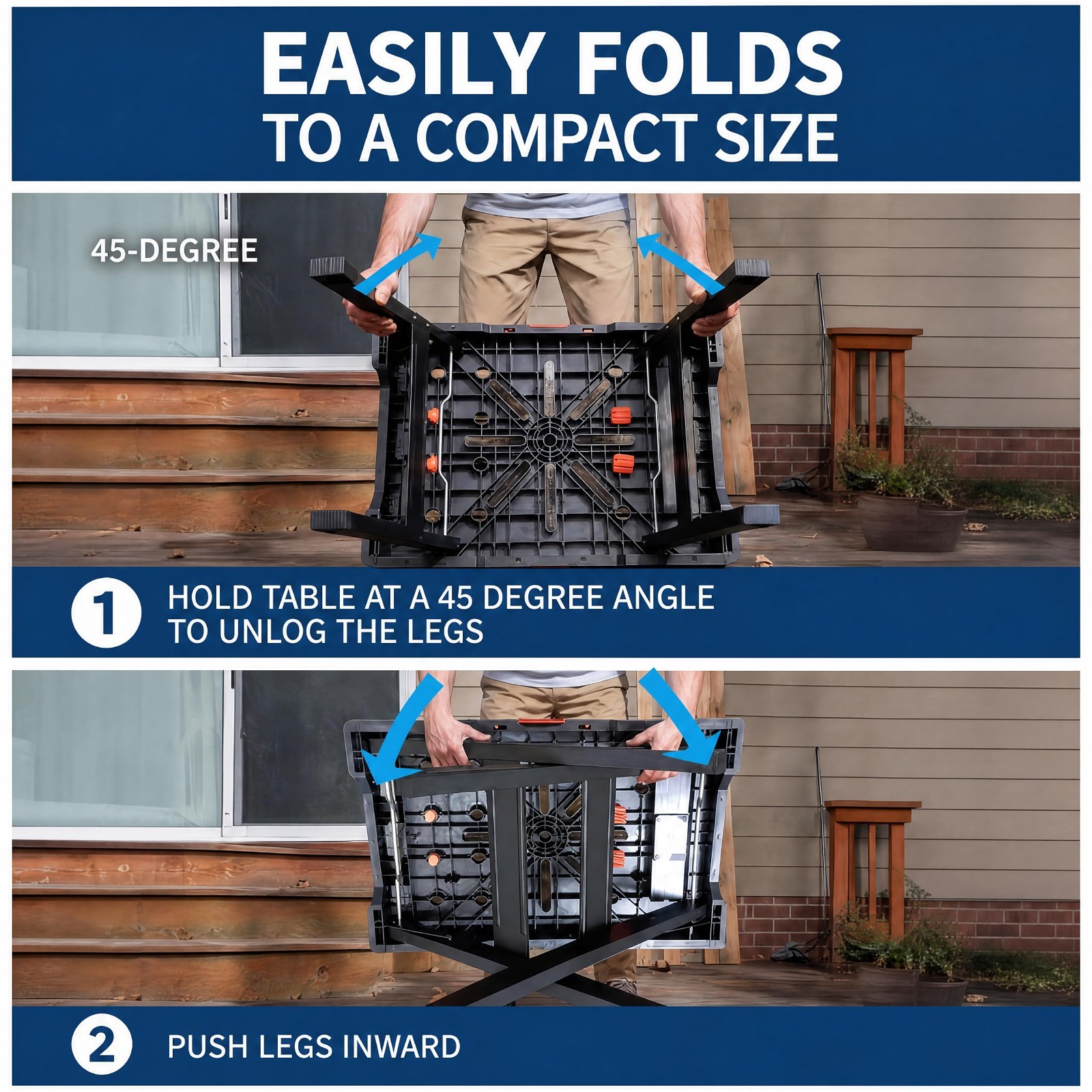 2-in-1 Folding Work Table & Sawhorse, Portable Workbench with 300 Lbs Load Capac