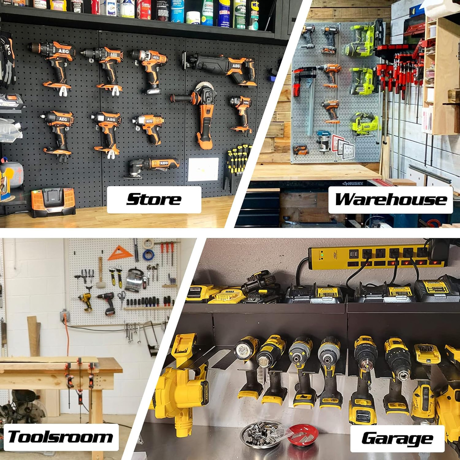 Magnetic Power Tool Organizer, Utility Storage Rack Shelf, Wall Mount Drill