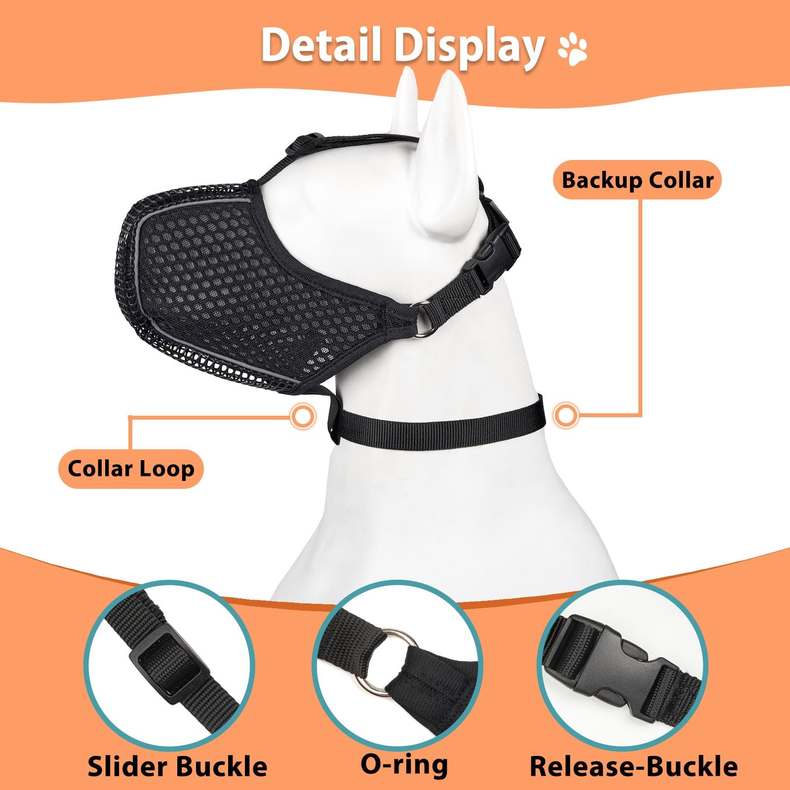 Dog Muzzle, Mesh Muzzle for Medium Large Dogs, Reflective for Nighttime Walks...