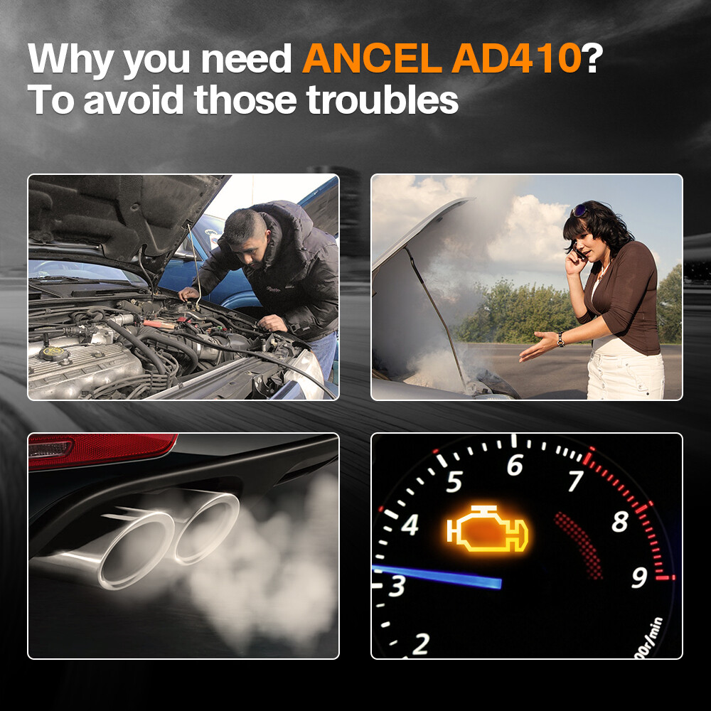 ANCEL AD410 OBD2 Scanner Car Check Engine Code Reader + Protective Storage Bag