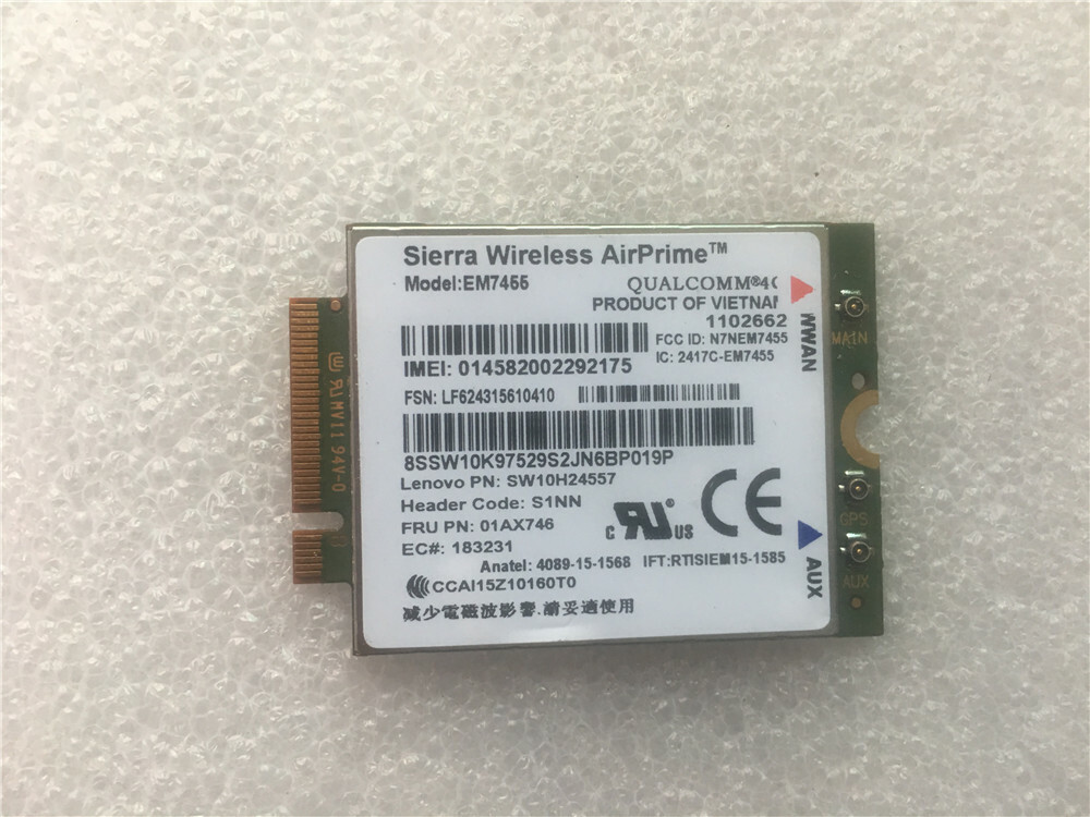 4G LTE Wireless Airprime EM7455 GOBI6000 For Lenovo T470s P71 P51 P51s 01AX746