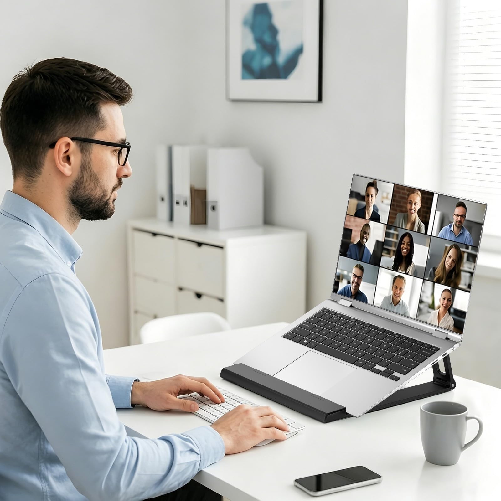 Laptop Stand for Desk ABS+Metal Portable Computer Riser Notebook Holder Print...