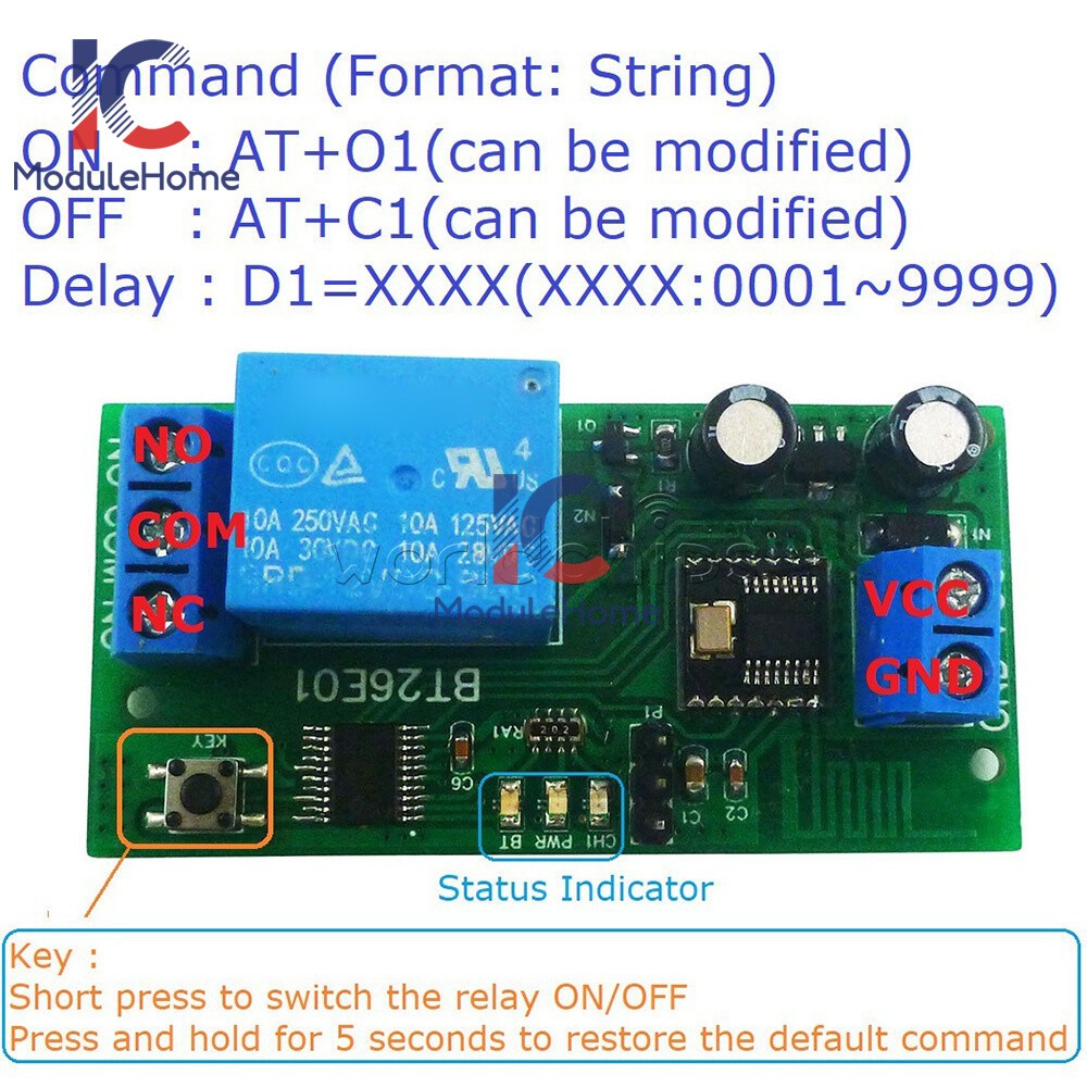 DC12V 1 Channel Bluetooth BLE 5.2 Relay Module Control Board 6 Commands Operate