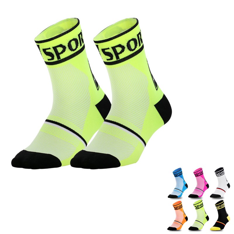 Pro Cycling Socks Mens Womens Riding Bicycle Sport Ankle Socks XC MTB BMX Green
