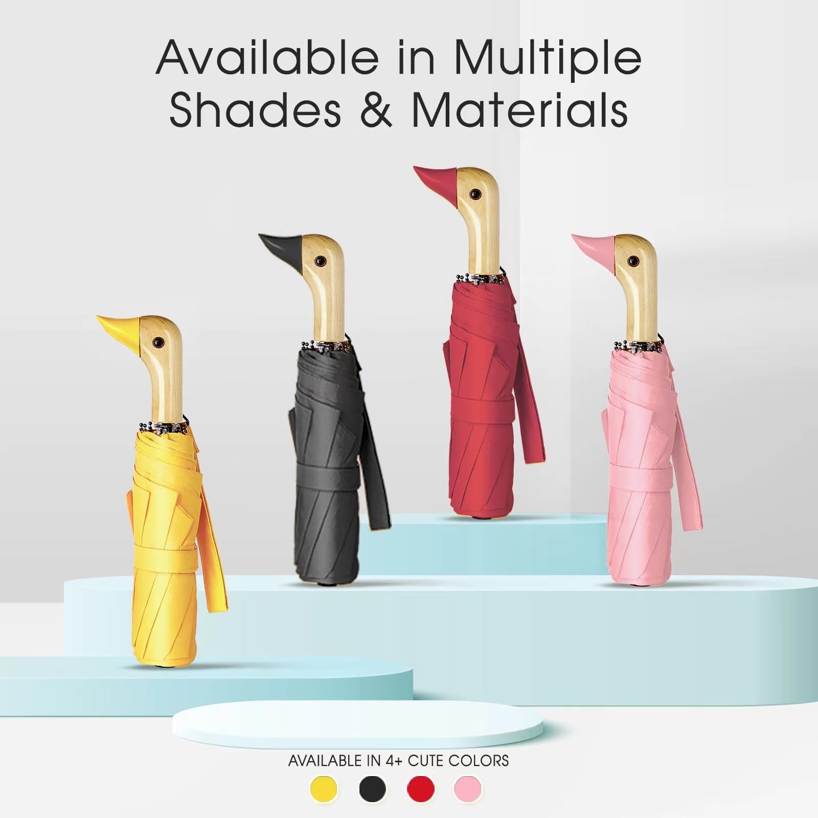 ViddVoom Duck Umbrella - Compact Travel with a Fold 12'', Yellow