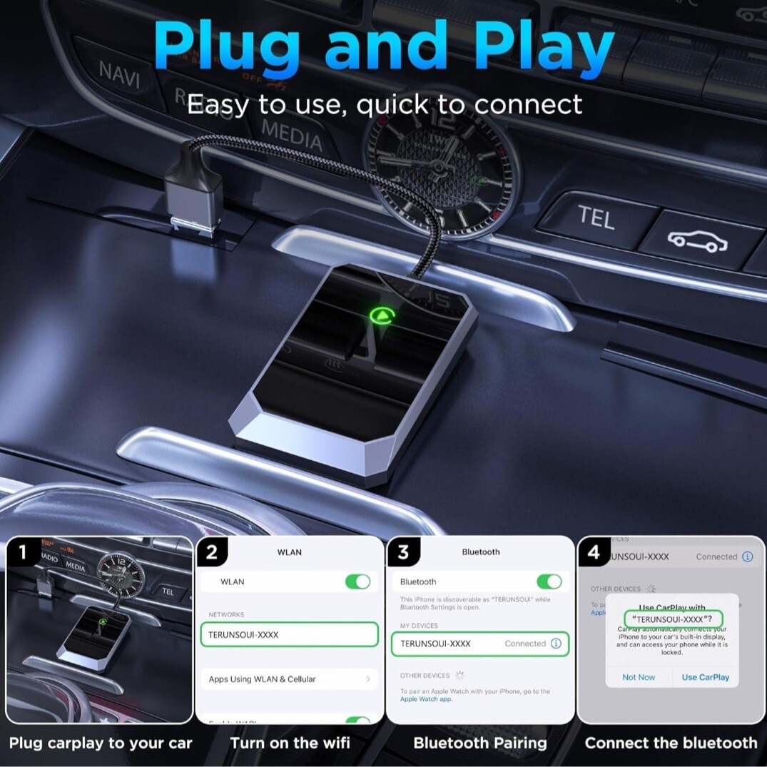 Wireless Carplay Adapter, Converts Wired to carplay adapter for...