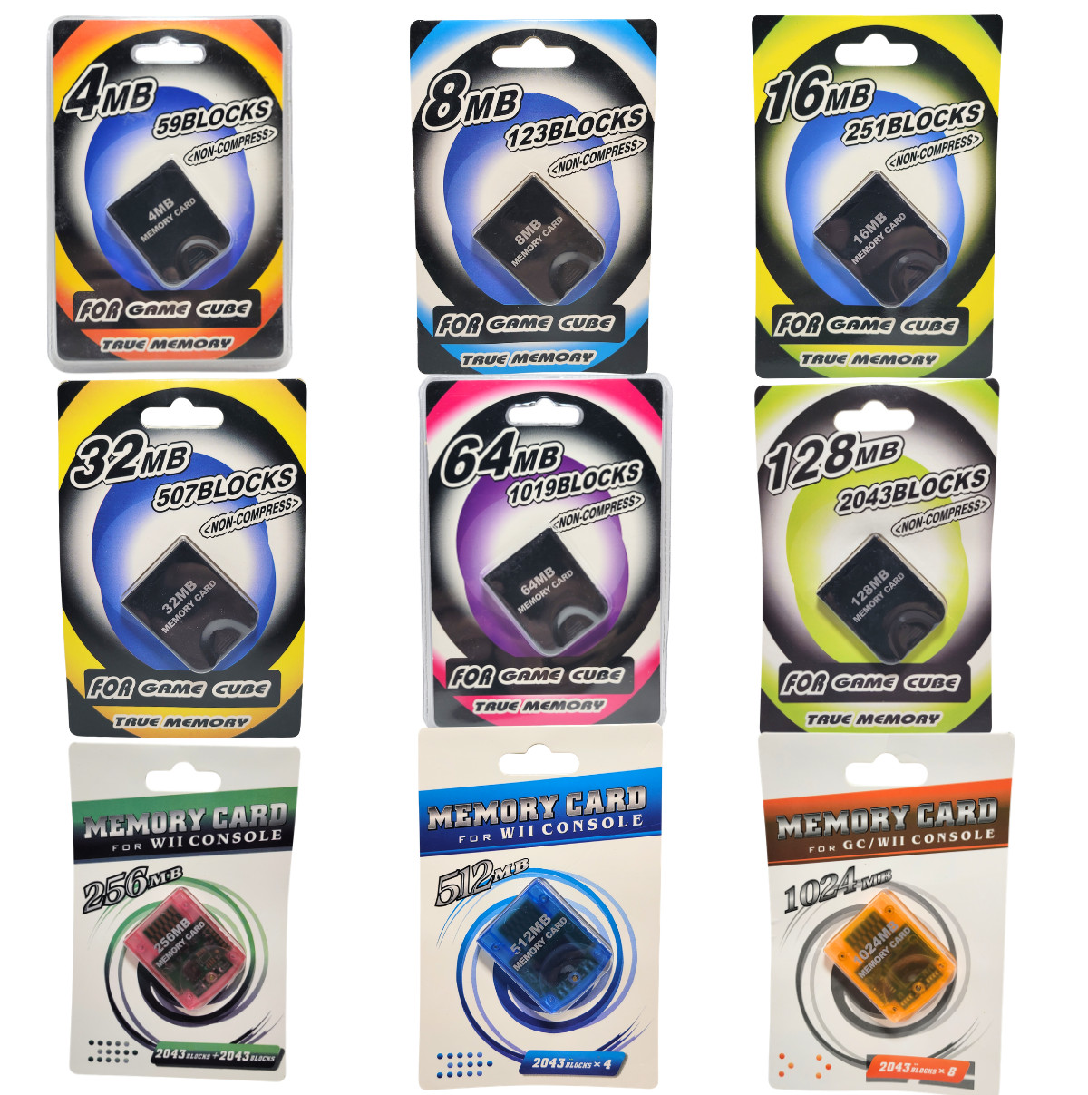 Memory Card for Nintendo GameCube NGC / Wii Various Block Sizes 4MB to 1024MB