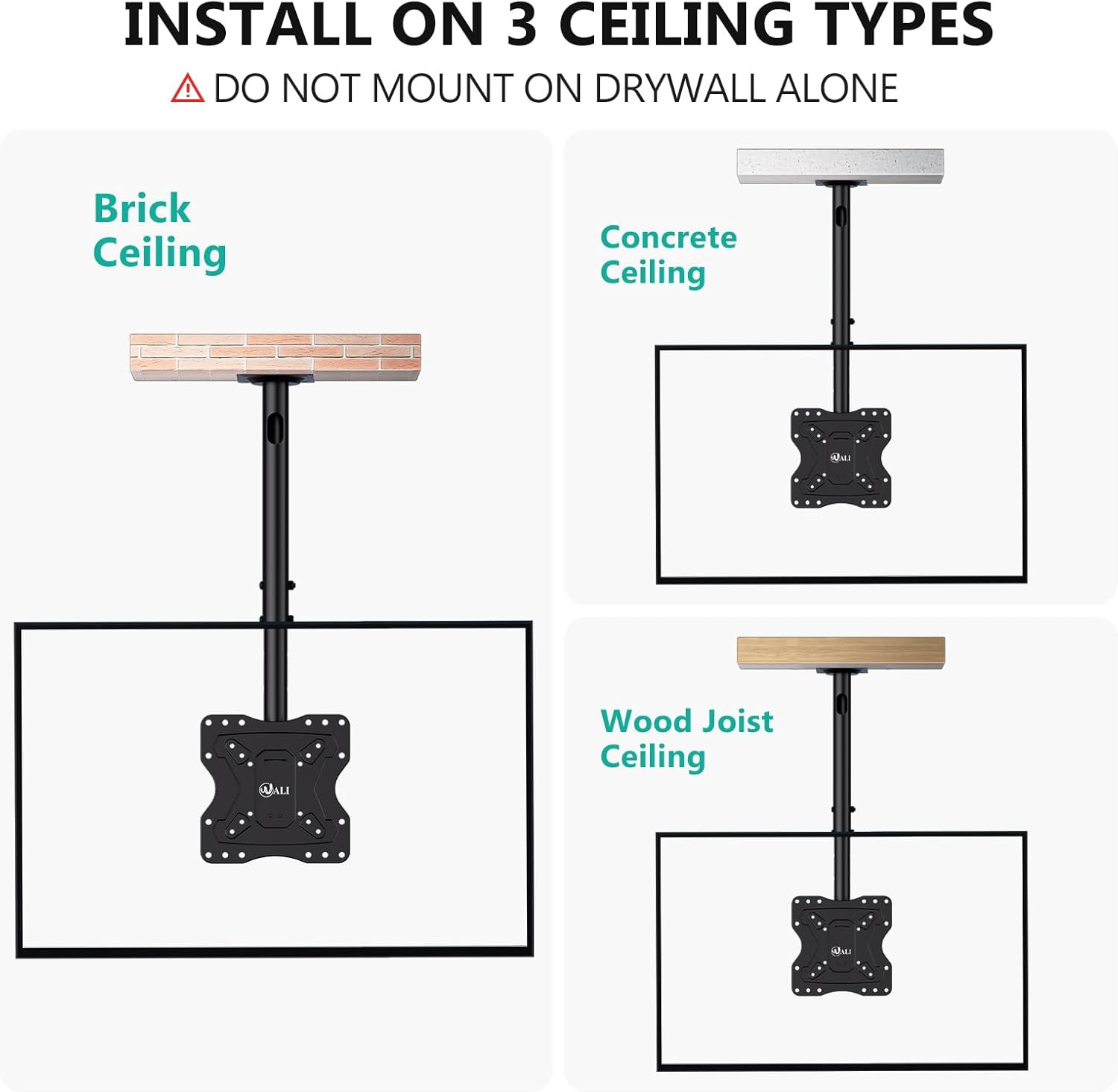 TV Ceiling Mount Adjustable Bracket Fits Most LED, LCD, OLED and Plasma Flat Scr