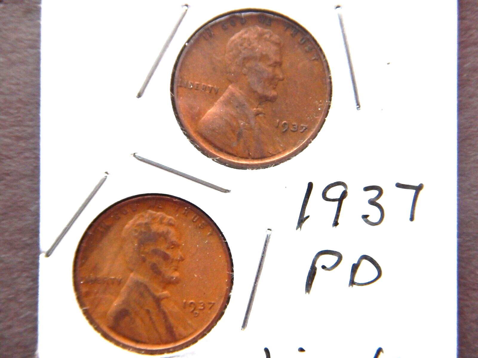 1937 (PD) (2) Lincoln Pennies
