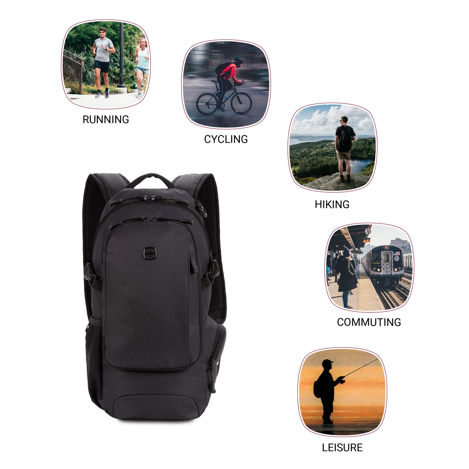 SwissGear 3598 Backpack Narrow Daypack, Dark Grey, 18-Inch