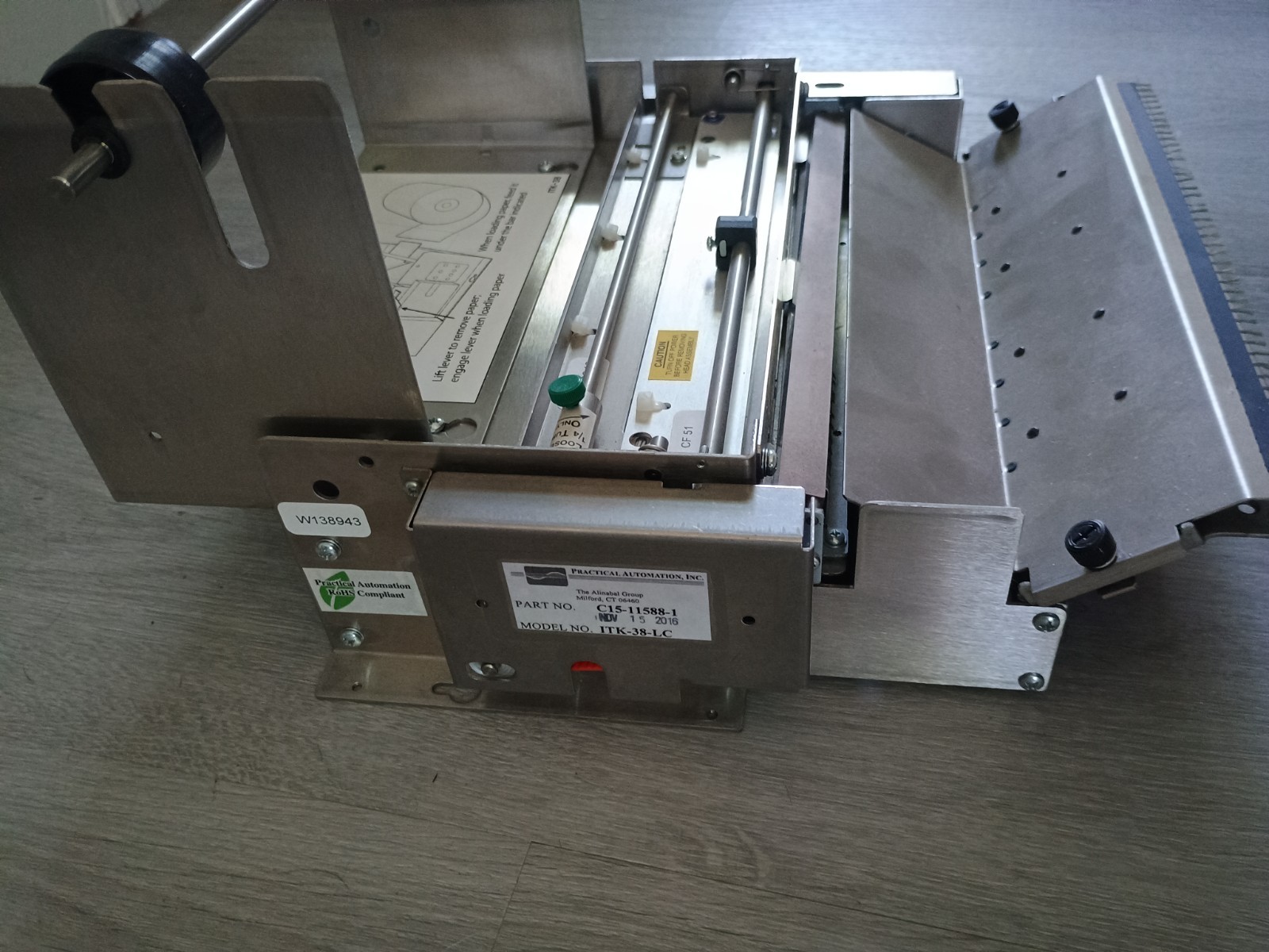 Practical Automation ITK-38-LC Part C15-1158-1 Thermal Printer UNTESTED