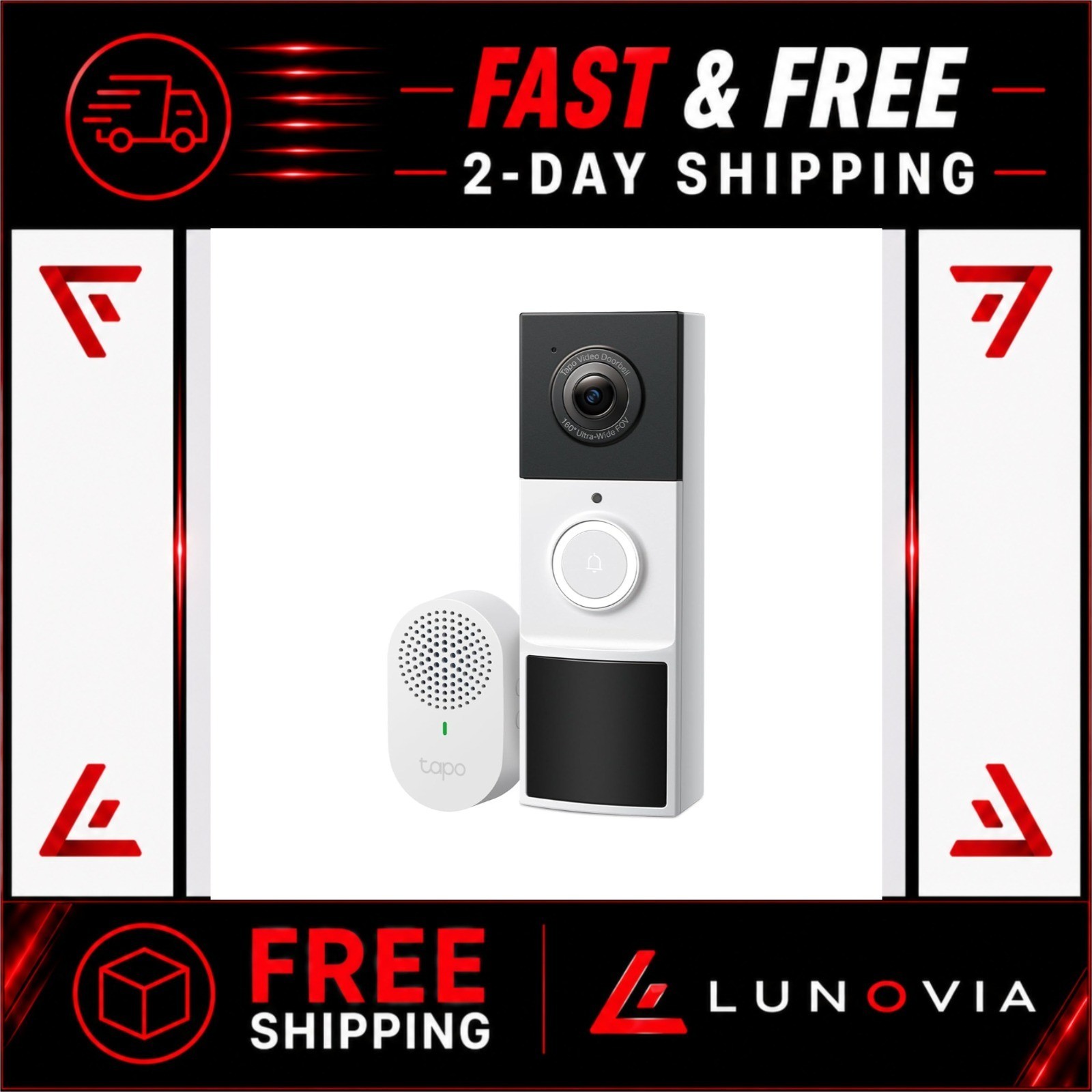 Tapo 2K Wireless Smart Video Doorbell with Chime - 160° View