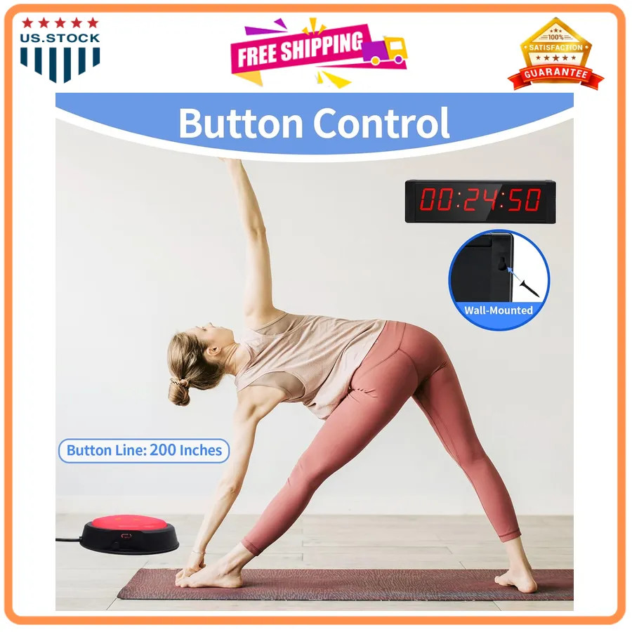 Large LED Digital Gym Timer with Remote Countdown and Interval Workout Clock