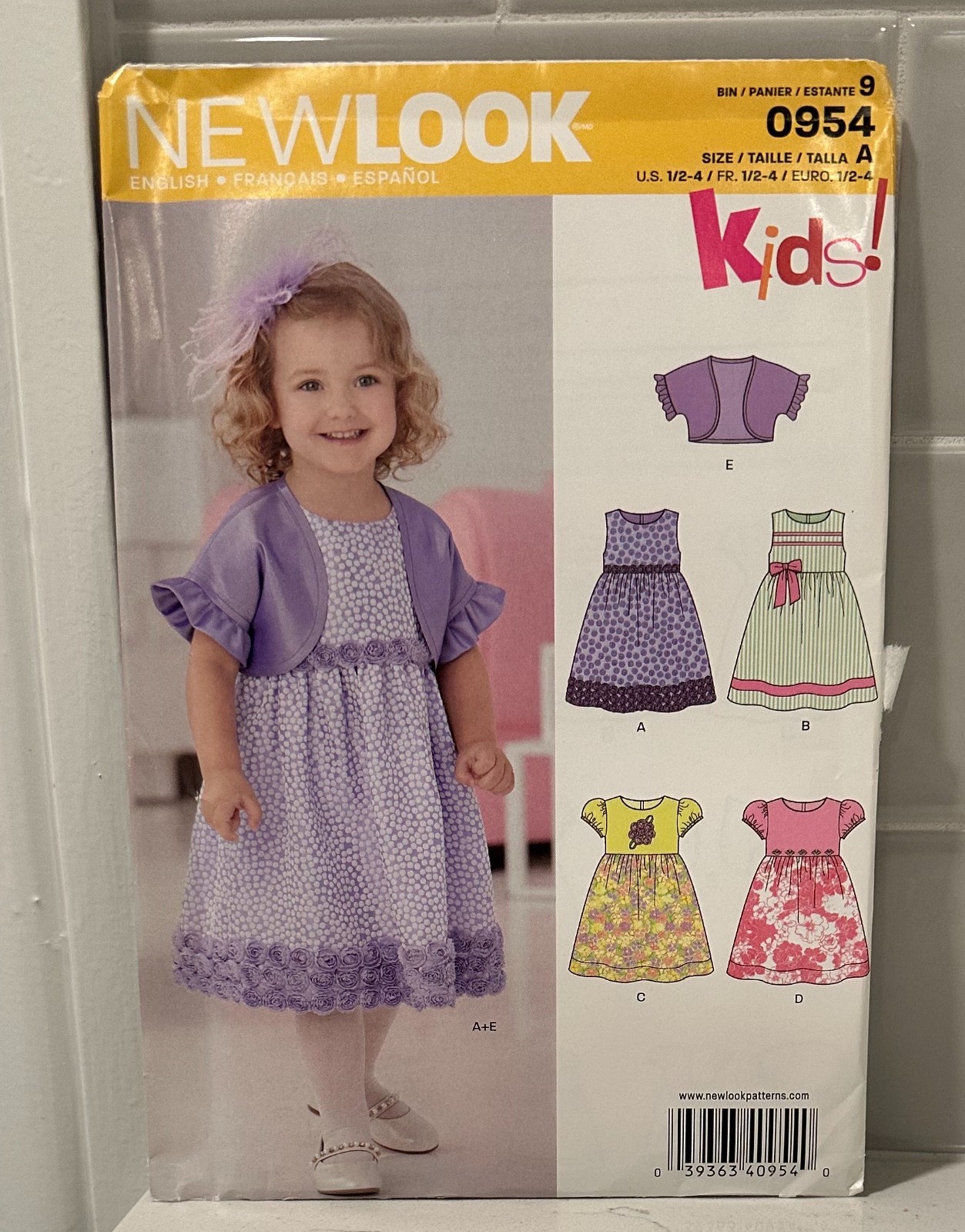 New Look 0954 Toddlers Dress & Jacket Pattern Size 1/2-4 FF Uncut