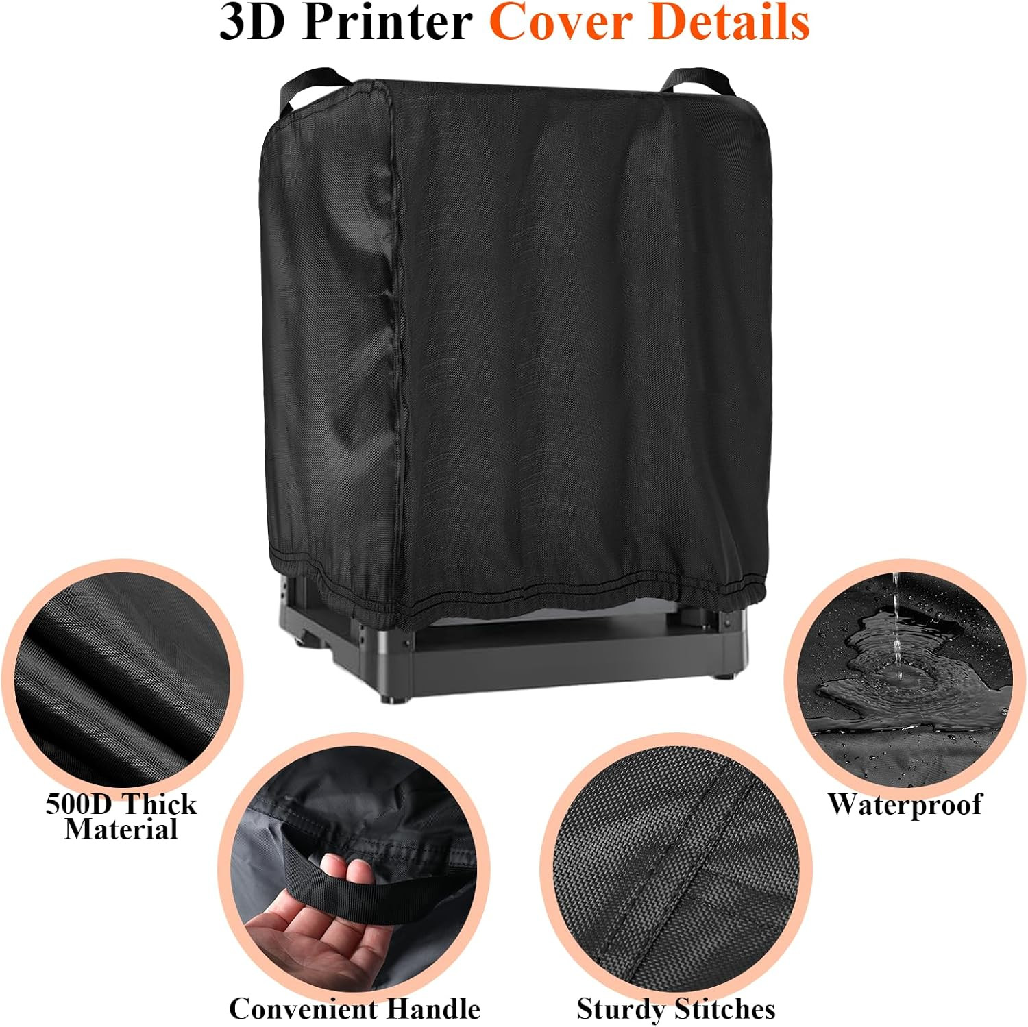 Universal 3D Printer Cover for FLASHFORGE 5M, Waterproof 600D Protection
