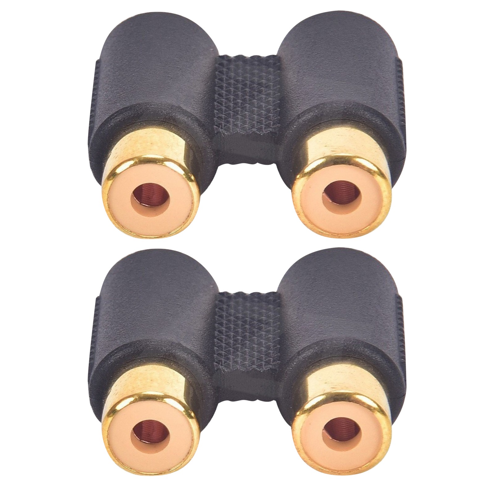 2Pcs Dual 2 RCA Female to Female Coupler Audio Socket Adapter Connector