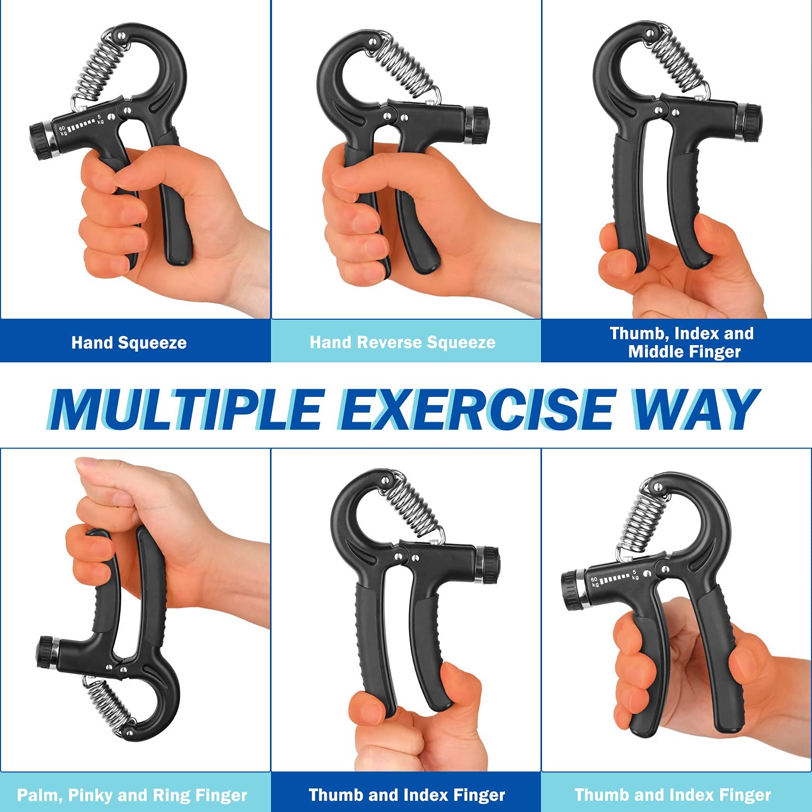 AIXPI Grip Strength Trainer, Hand Grip Exerciser Strengthener with Adjustable...