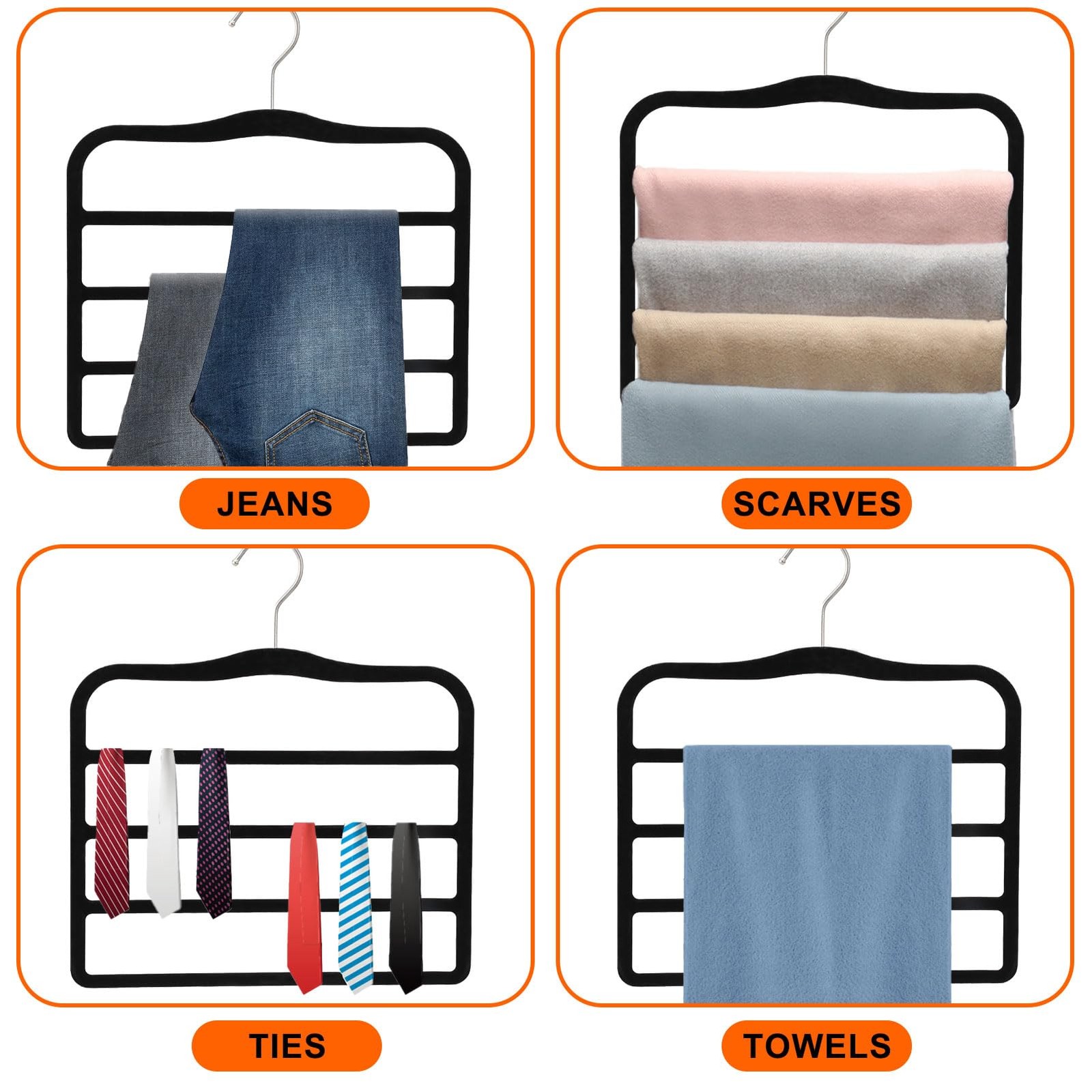 2-Pack Velvet Pants Hangers - Space Saving Multi-Layer Non-Slip Closet Organi...